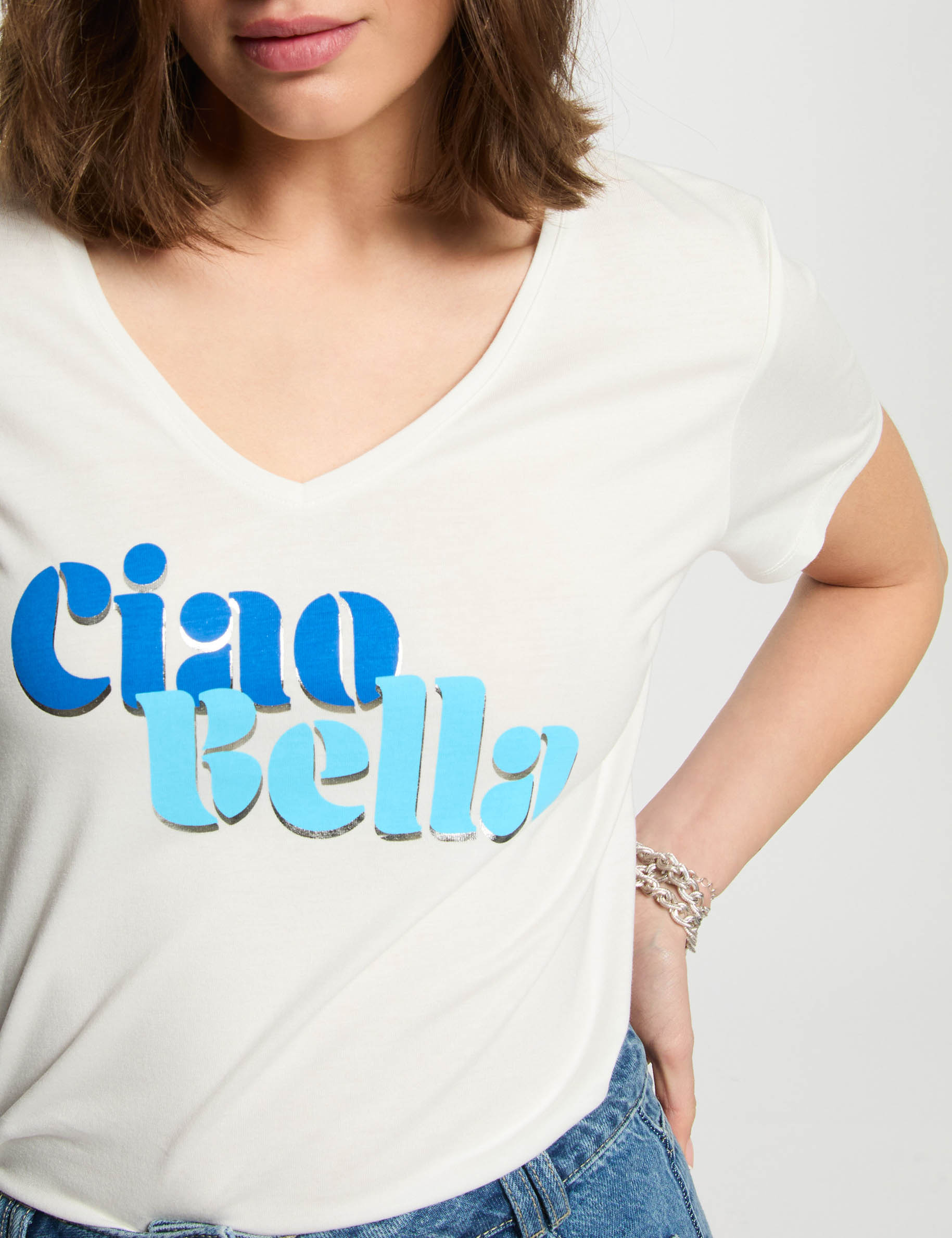 t shirt a inscription blanc femme T-shirt à inscription blanc femme