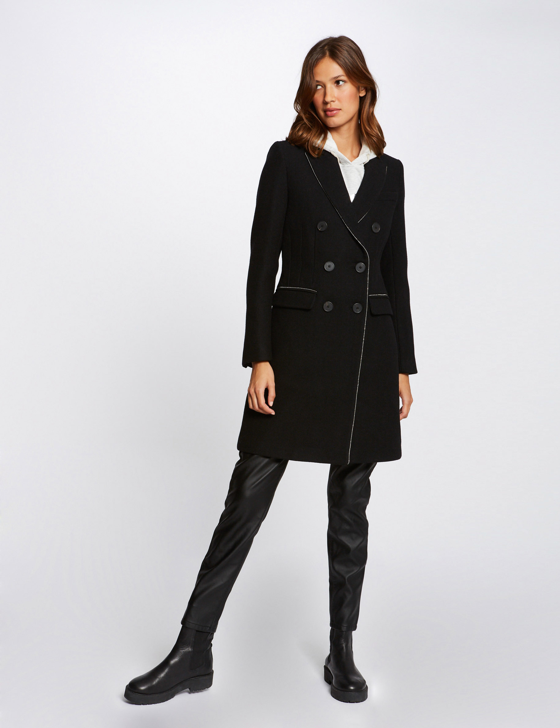 Manteau Trench Femme En Laine - Double Rangée Boutons, Imperméable, Coupe Slim - Longue Veste D'Hiver Élégante