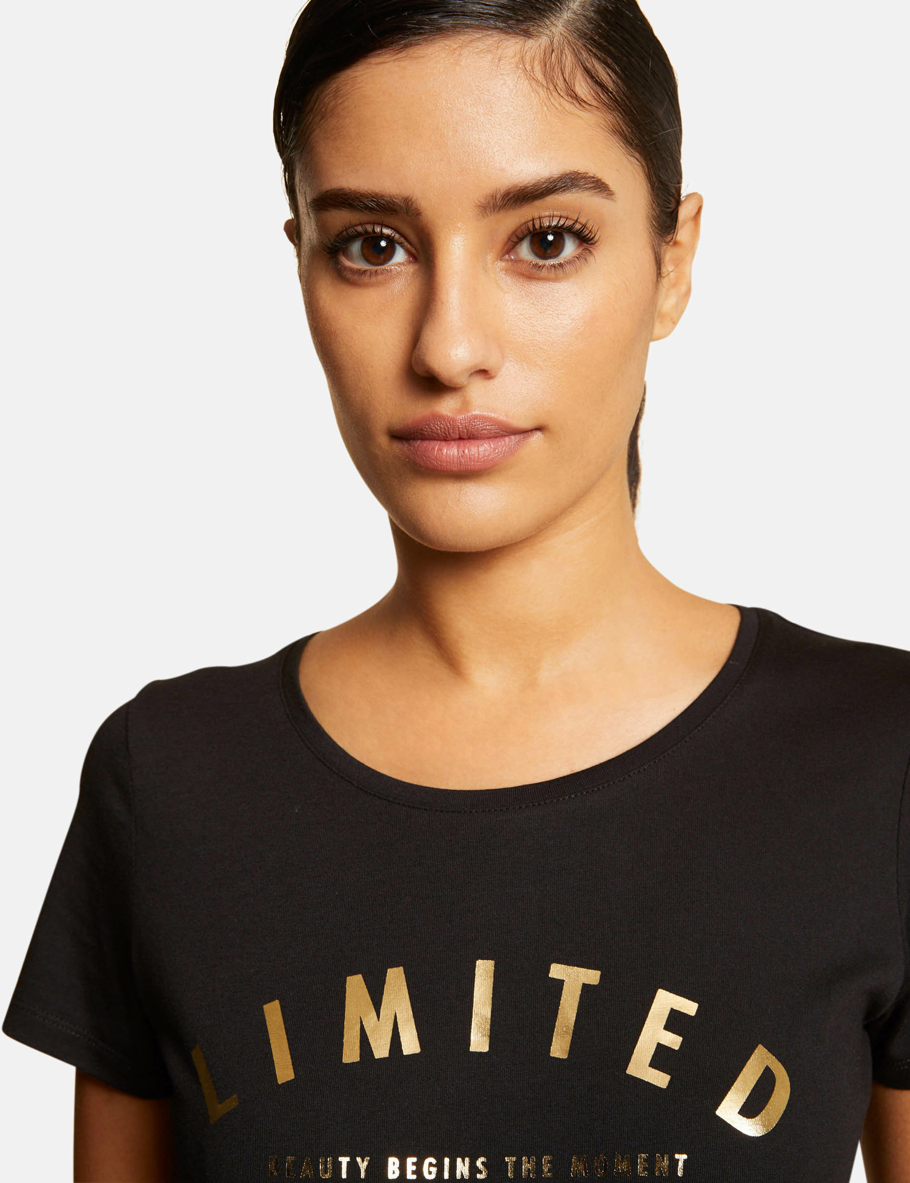 T-shirt manches courtes à inscription noir femme T-shirt manches courtes à inscription noir femme