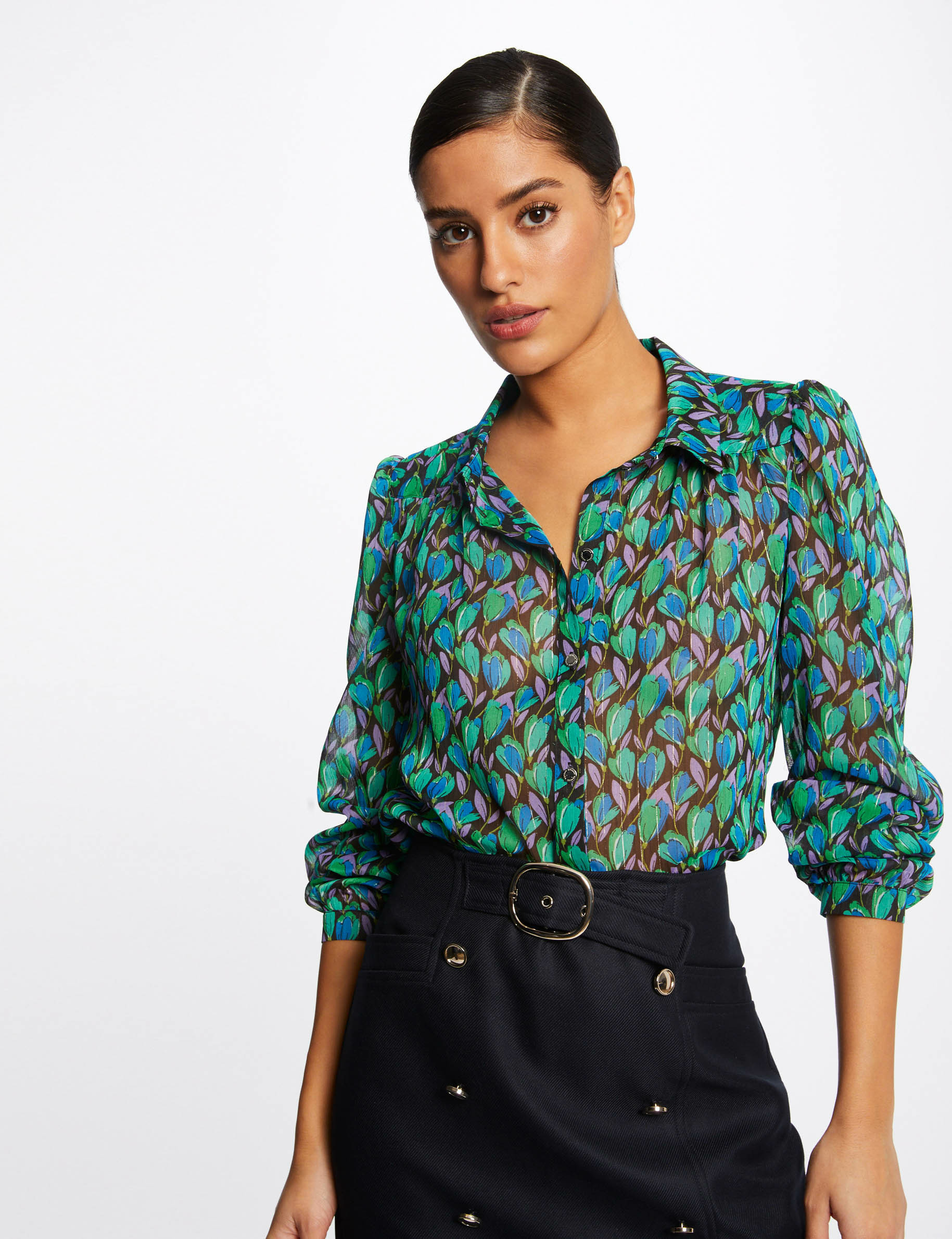 Chemise manches longues imprimé floral multico femme Chemise manches longues imprimé floral multico femme