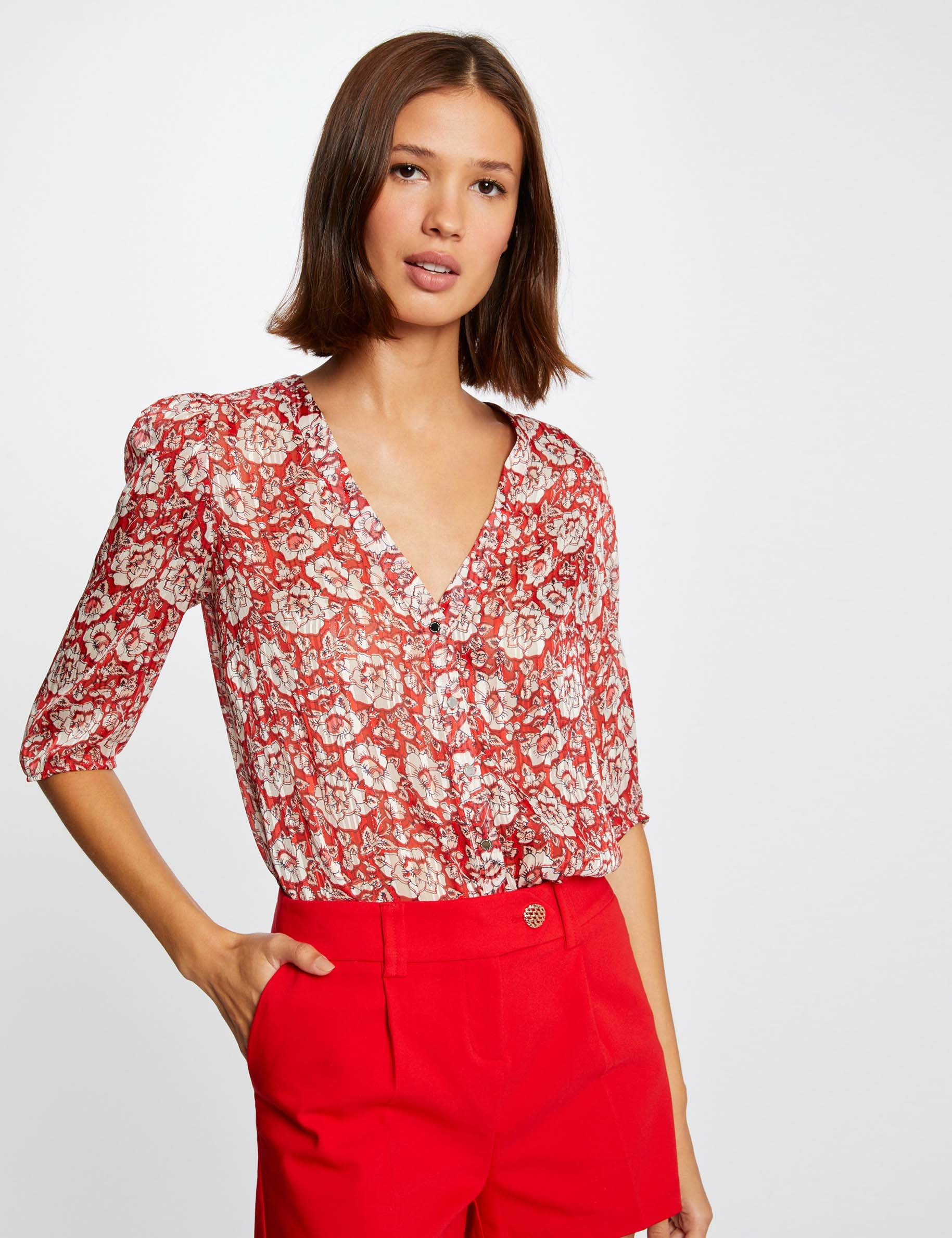 Image of Blouse manches 3/4 imprimé cachemire multico femme