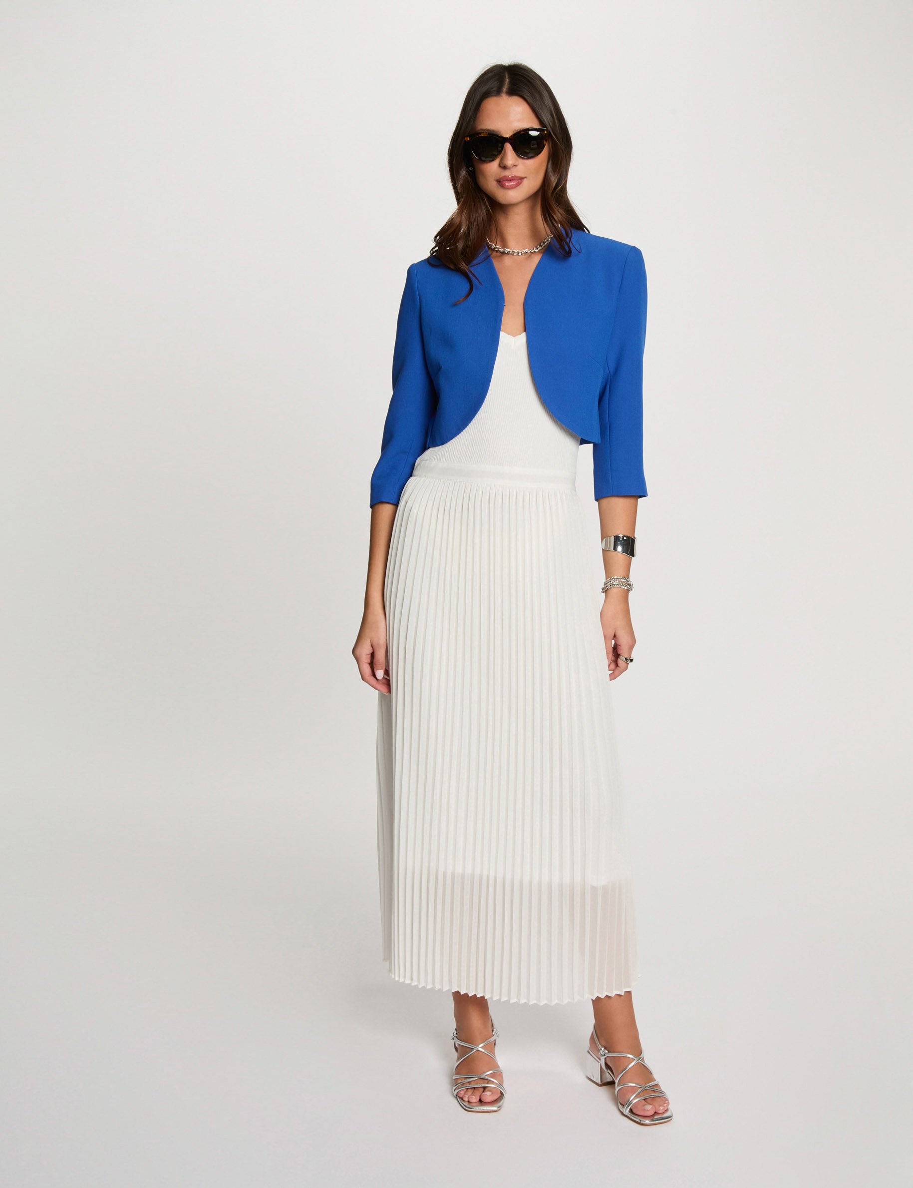 veste droite manches 34 bleu electrique femme Veste droite manches 3/4 bleu electrique femme