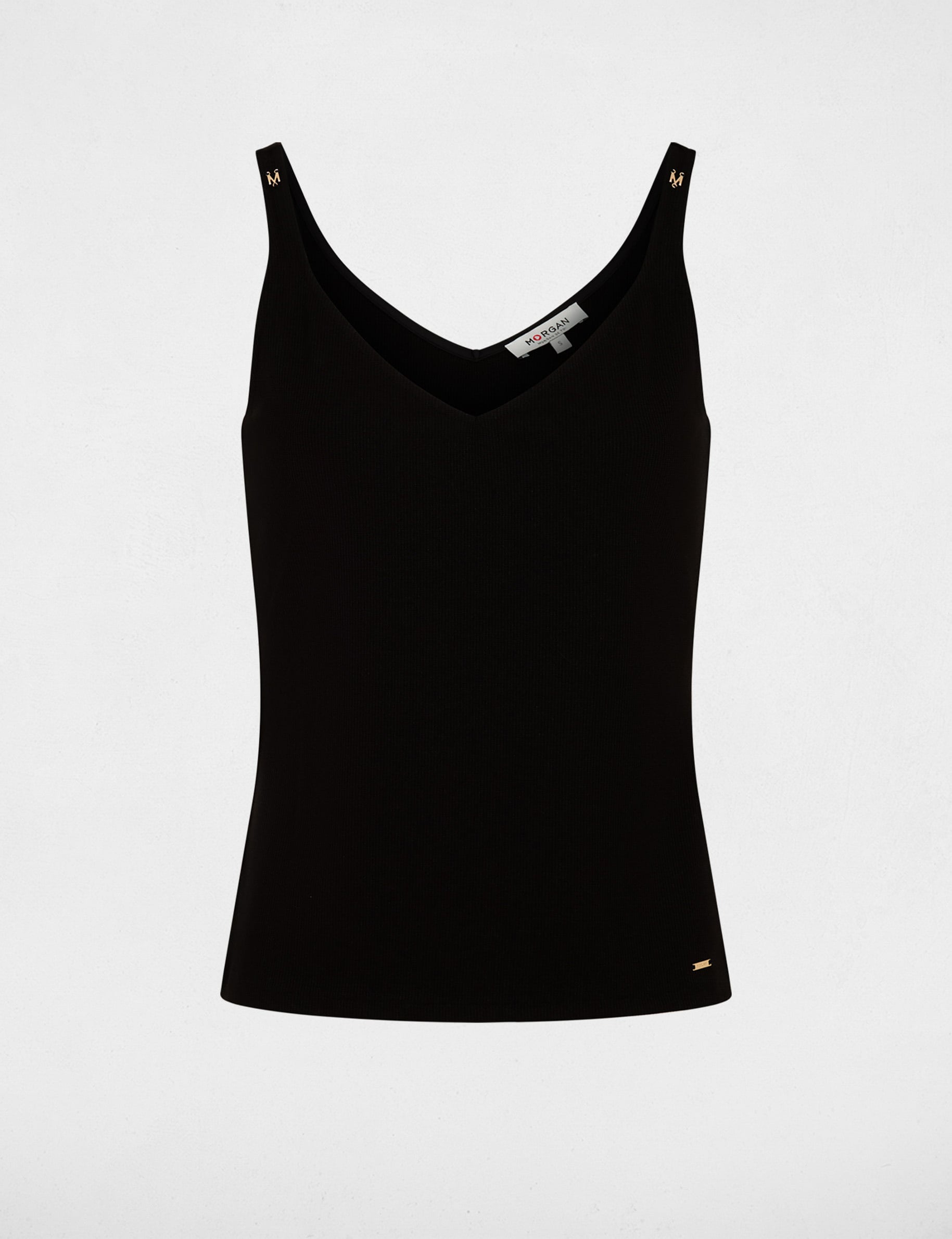 D&eacute;bardeur col v noir femme