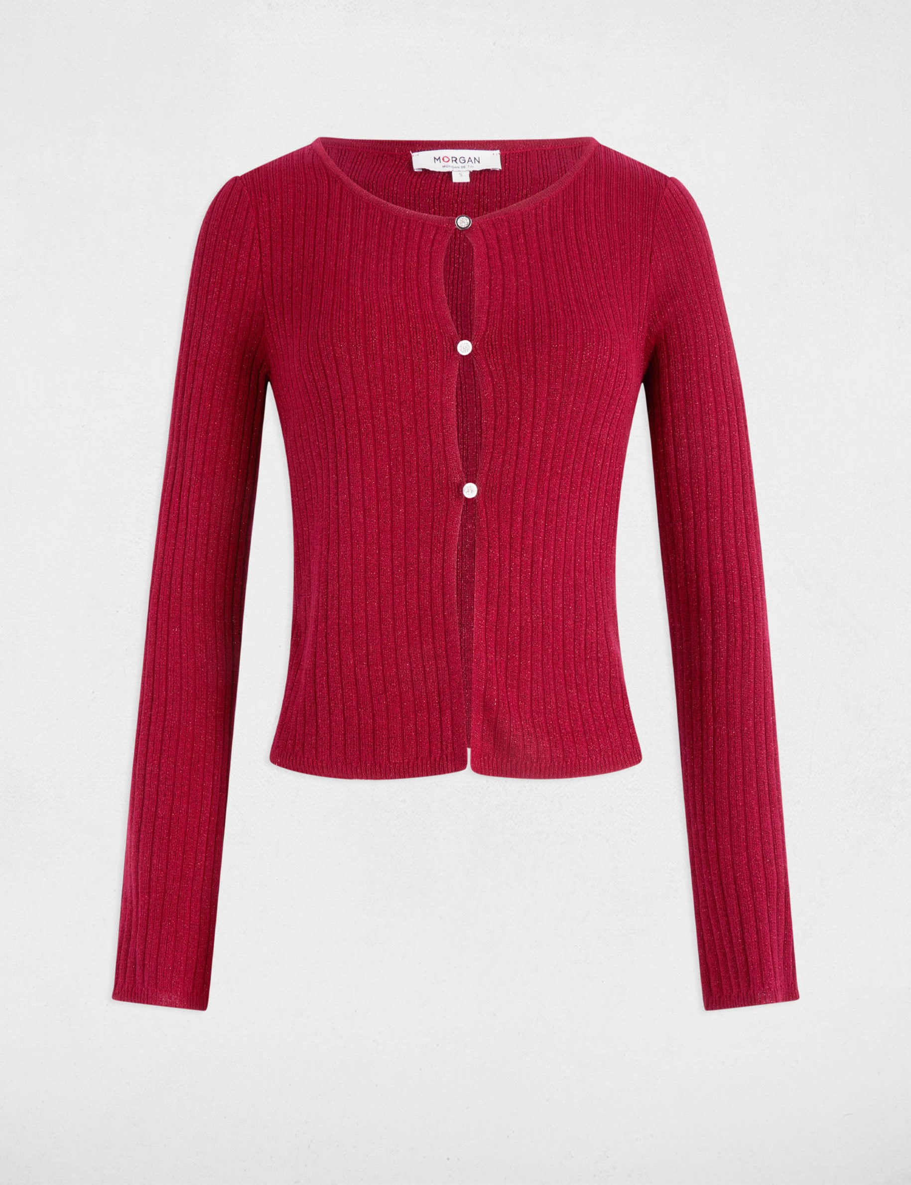 Gilet manches longues rouge fonc&eacute; femme