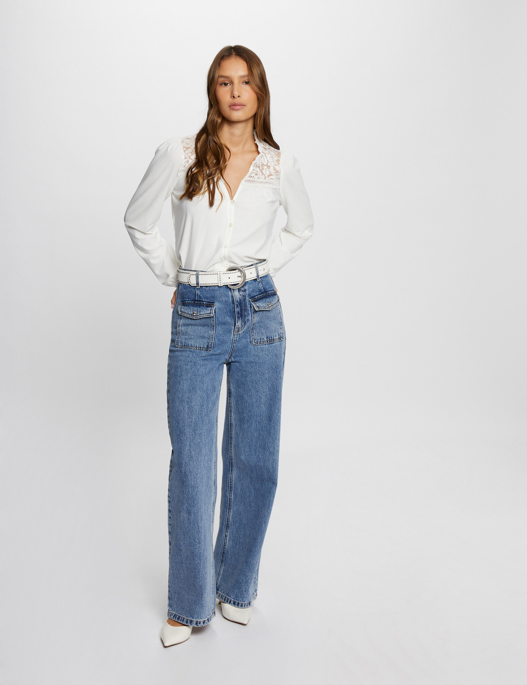 t shirt manches longues ivoire femme T-shirt manches longues ivoire femme