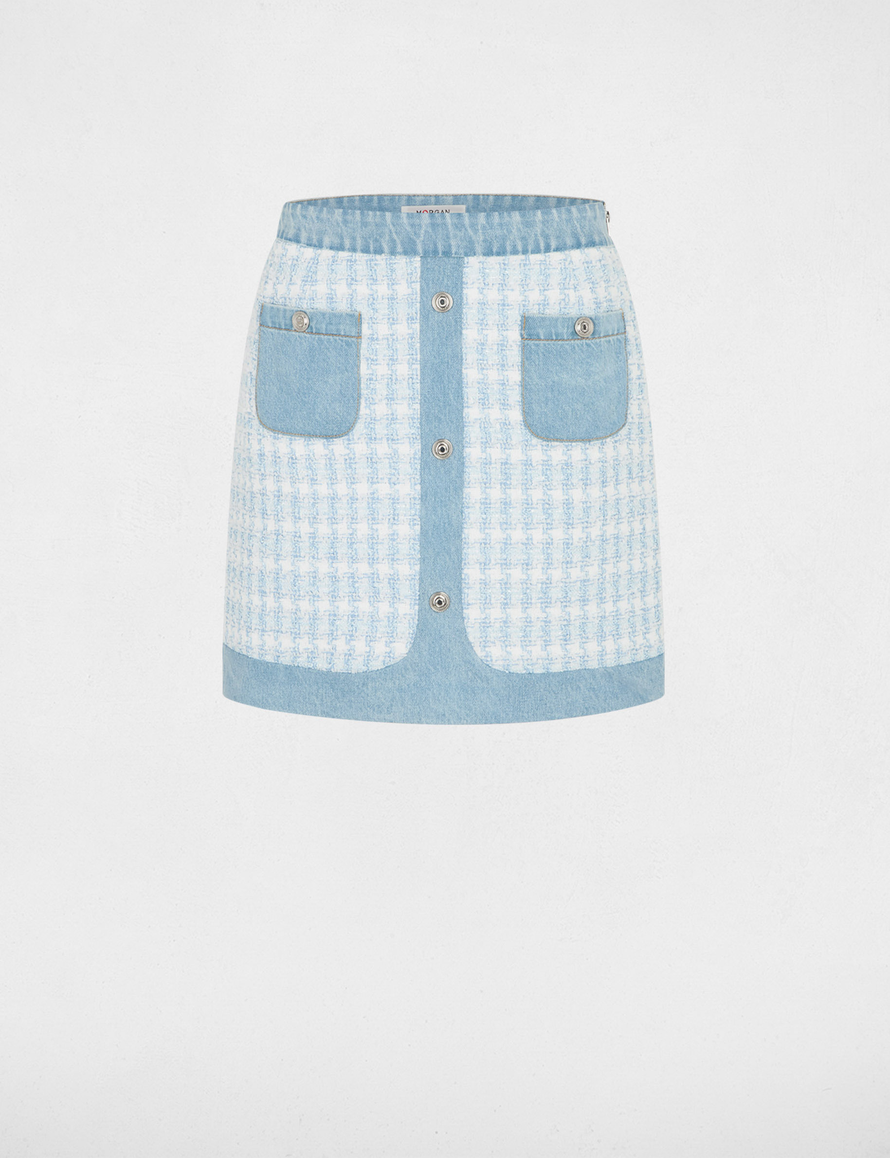 Jupe courte ajust&eacute;e bleu ciel femme