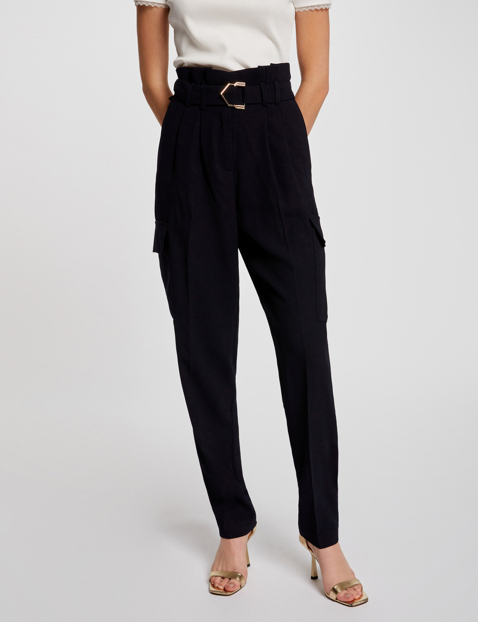 Pantalon carotte ceinture deals