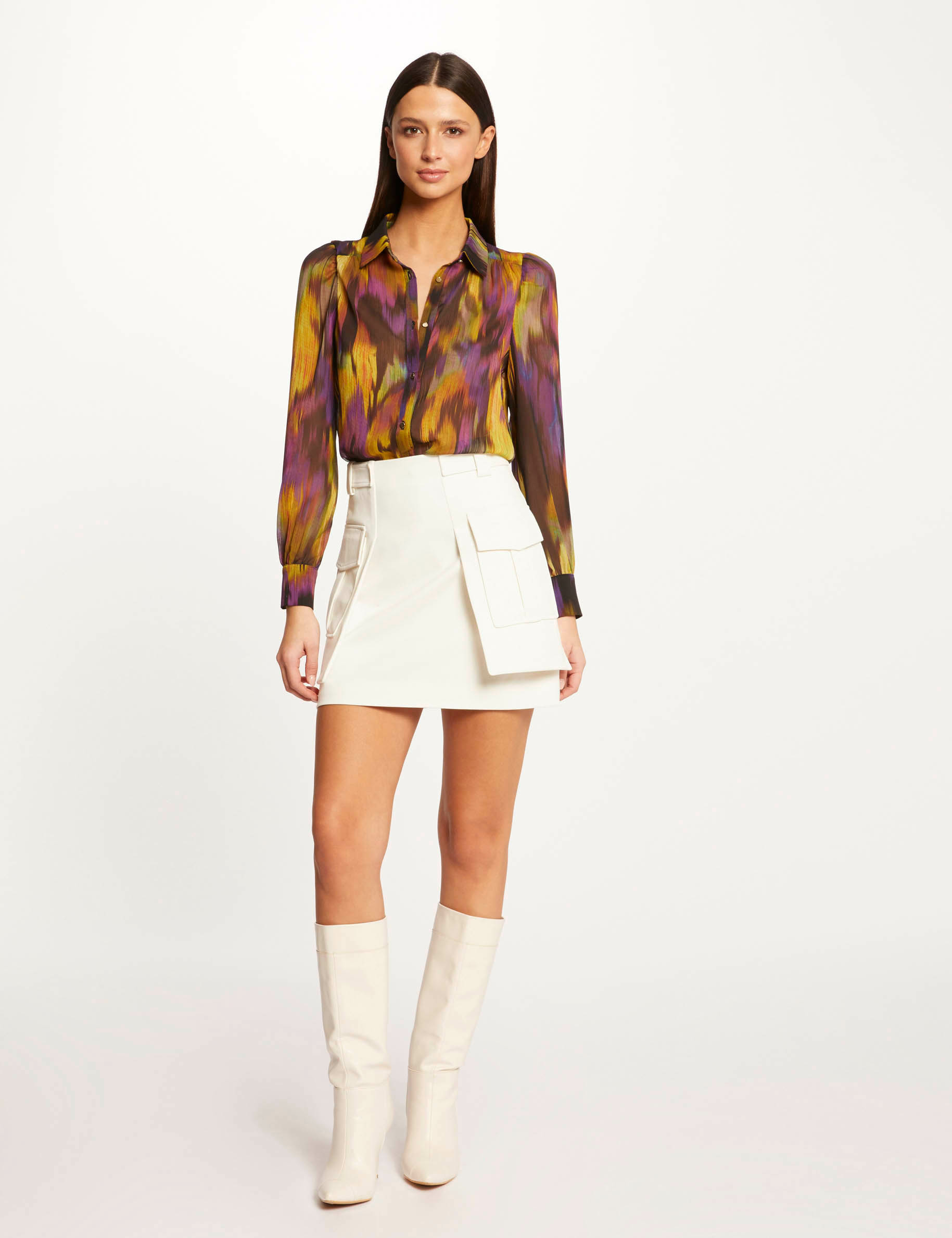 Chemise manches longues imprimé abstrait multico femme Chemise manches longues imprimé abstrait multico femme