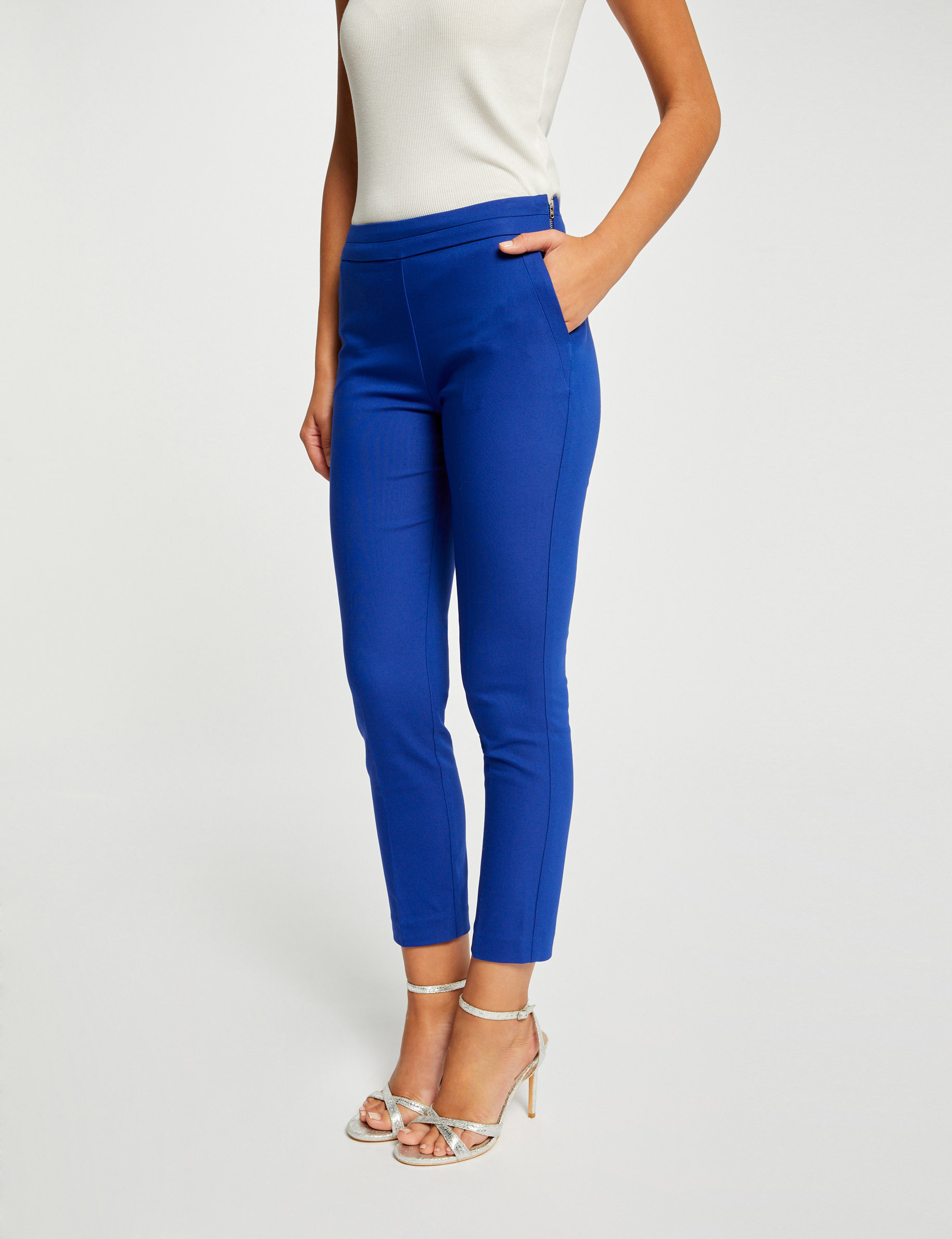 Pantalon cigarette 7 8 me bleu electrique femme Morgan
