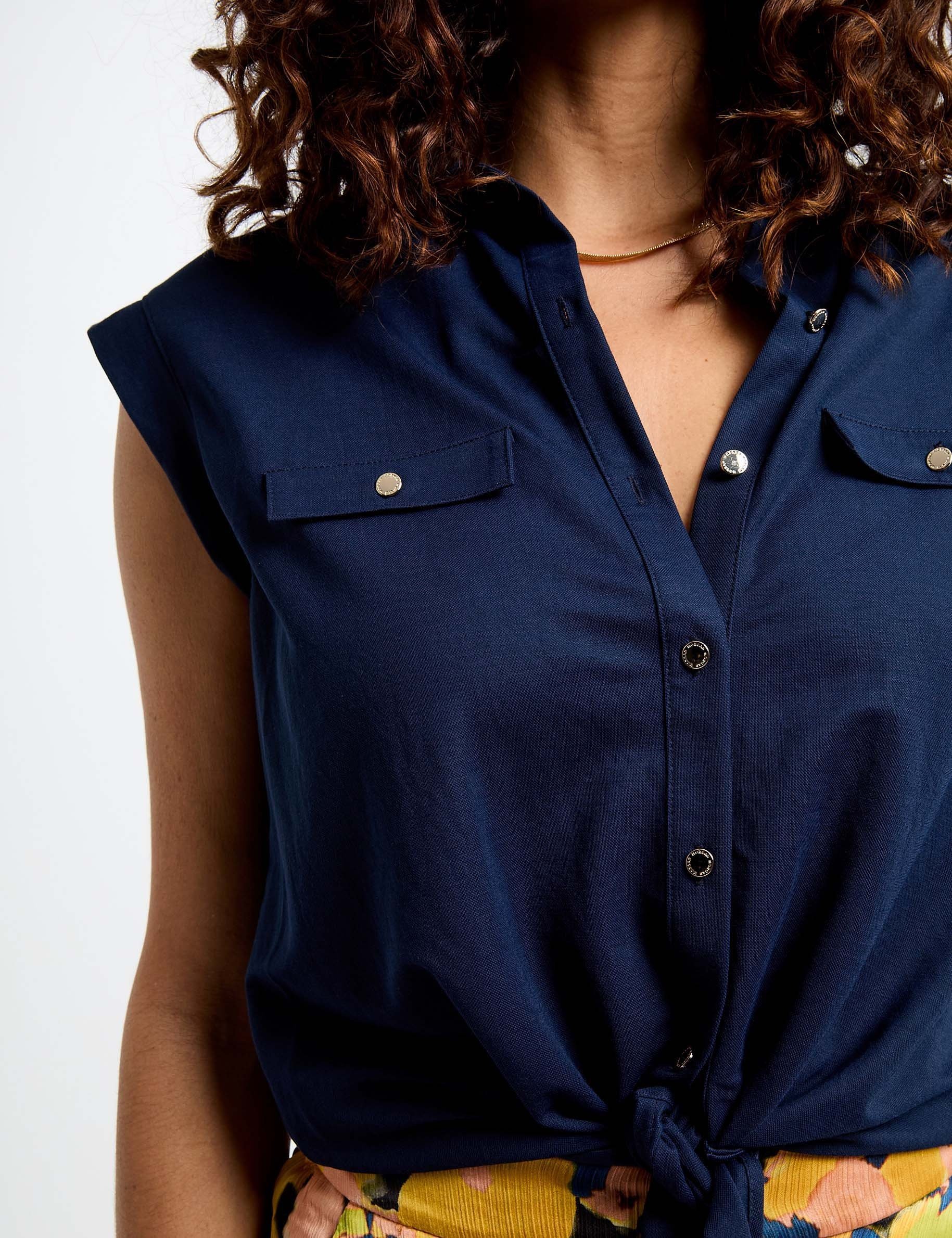 blouse sans manches bleu petrole femme Blouse sans manches bleu pétrole femme