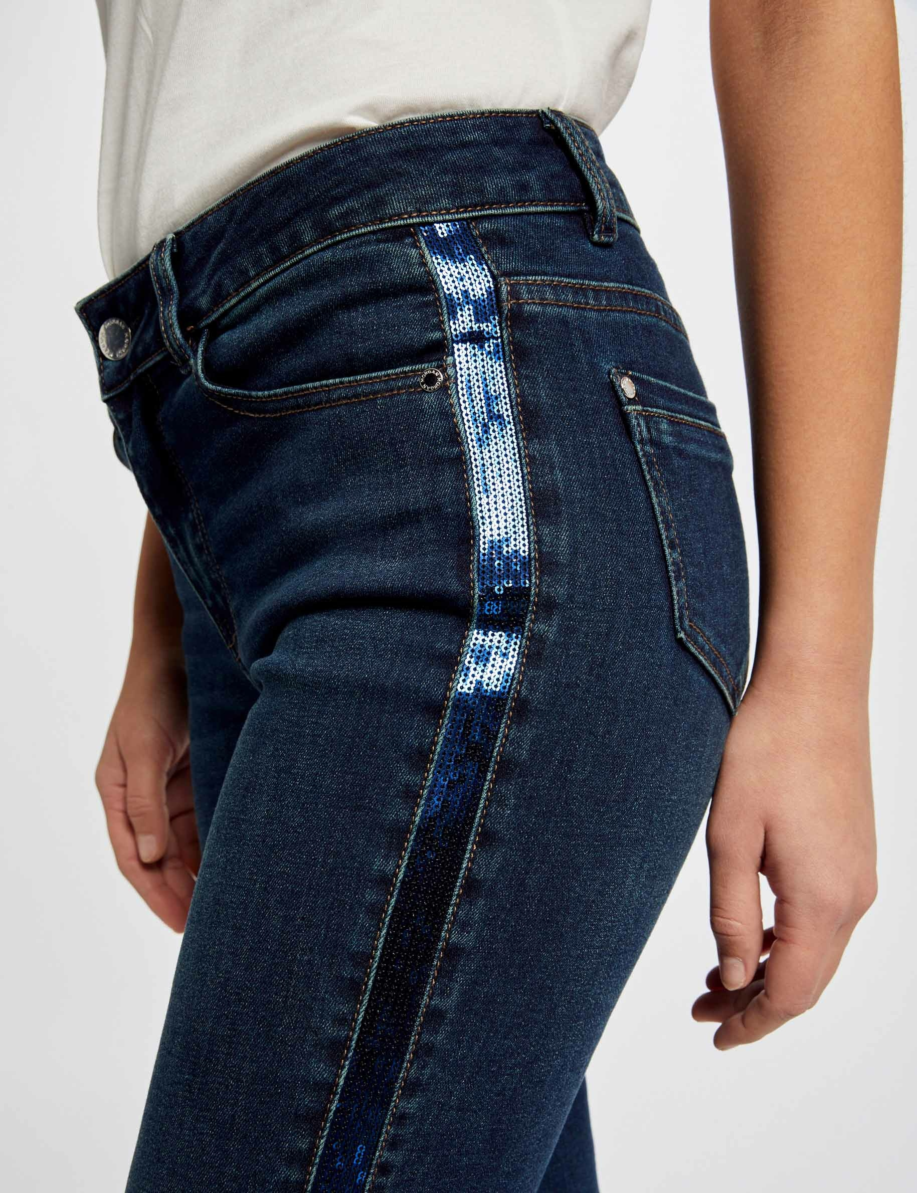 jeans slim avec bandes sequins jean stone femme Jeans slim avec bandes sequins jean stone femme