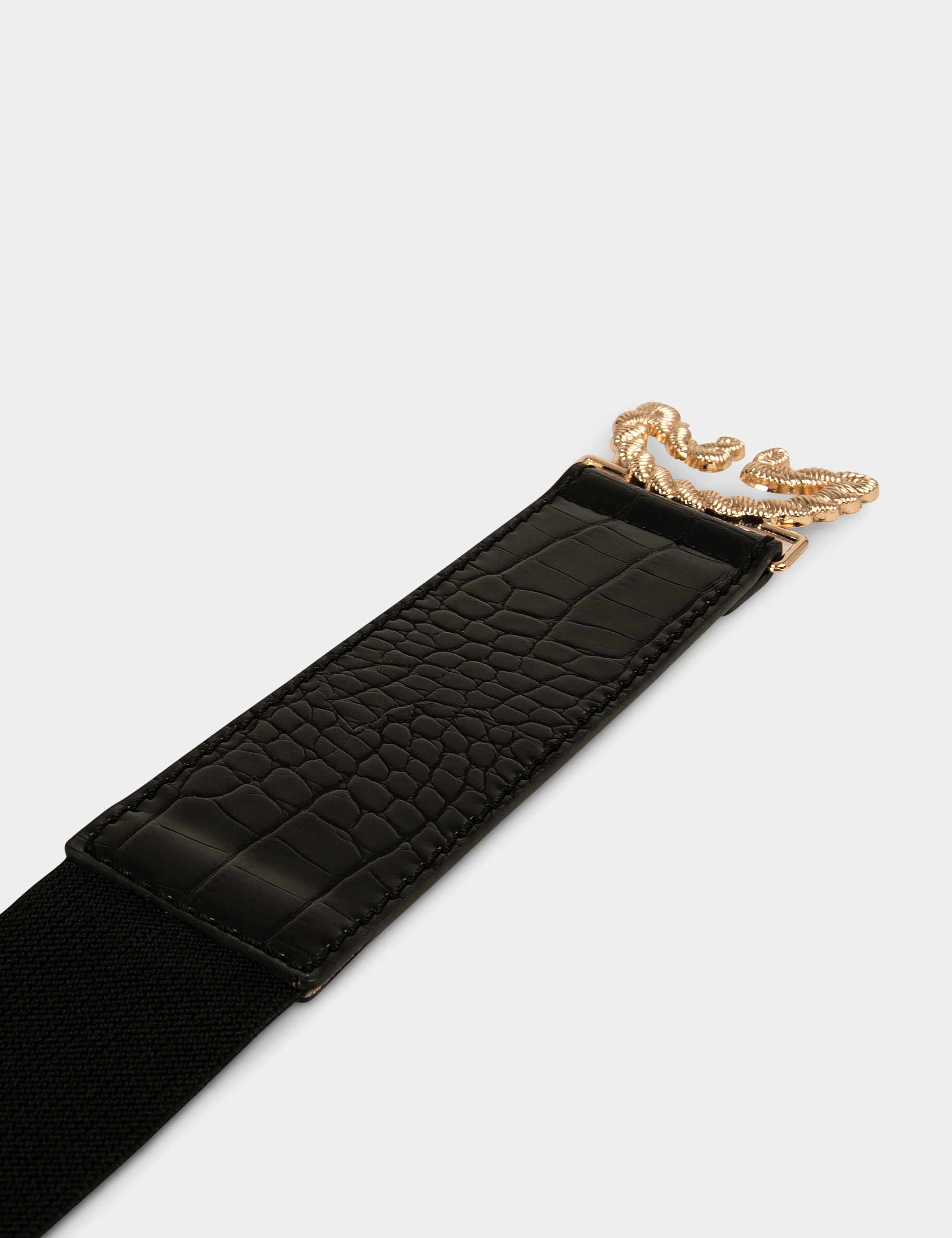 Ceinture élastiquée avec boucle noeud noir femme Ceinture élastiquée avec boucle noeud noir femme