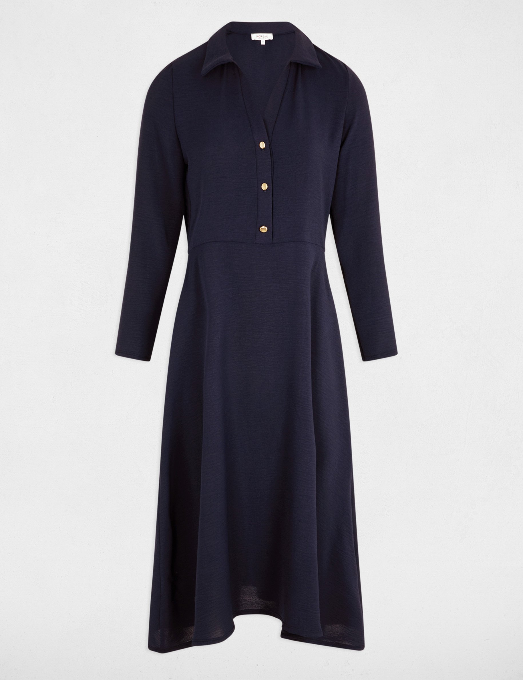 robe midi droite fluide bleu marine femme Robe midi droite fluide bleu marine femme