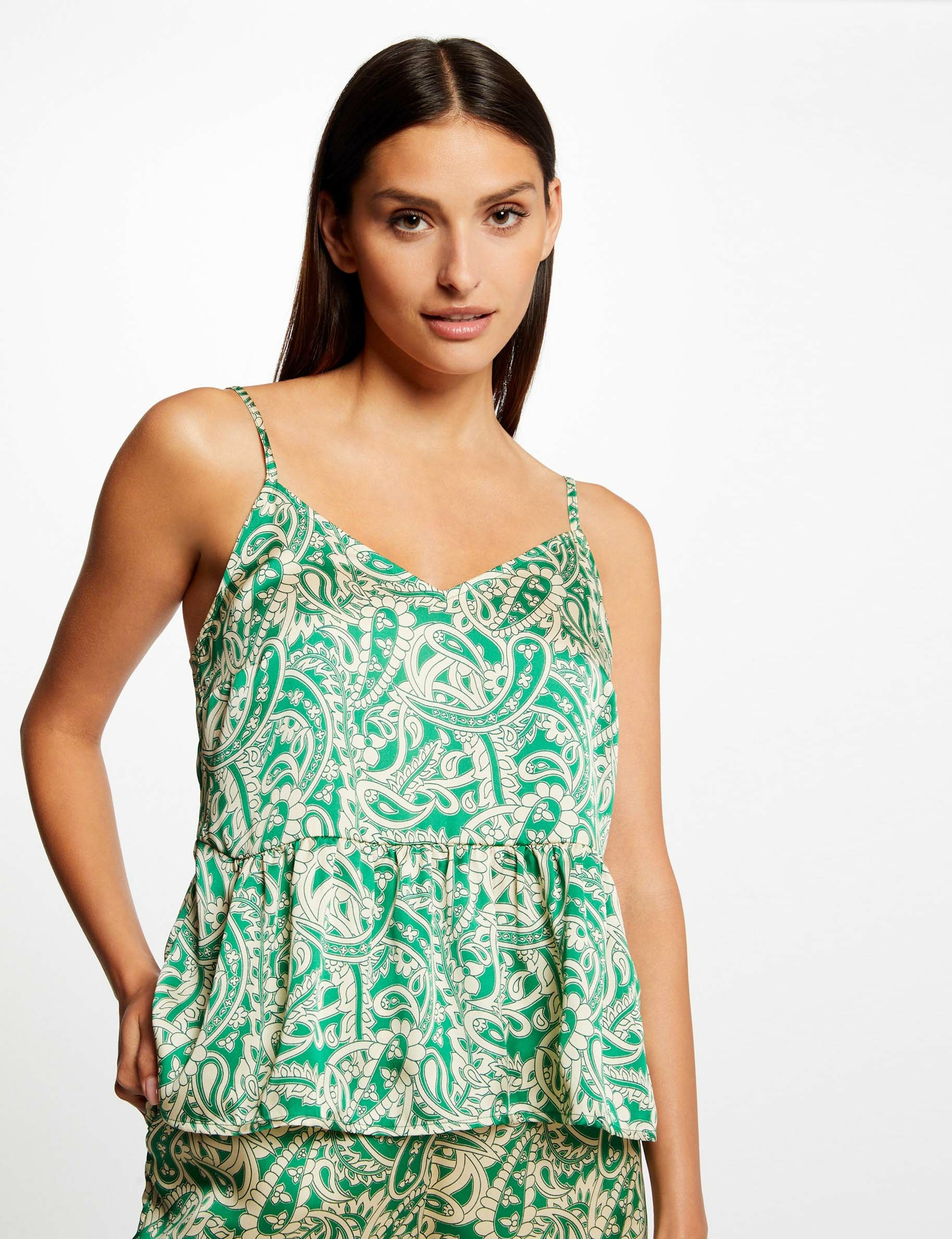blouse bretelles fines imprime cachemire multico femme Blouse bretelles fines imprimé cachemire multico femme