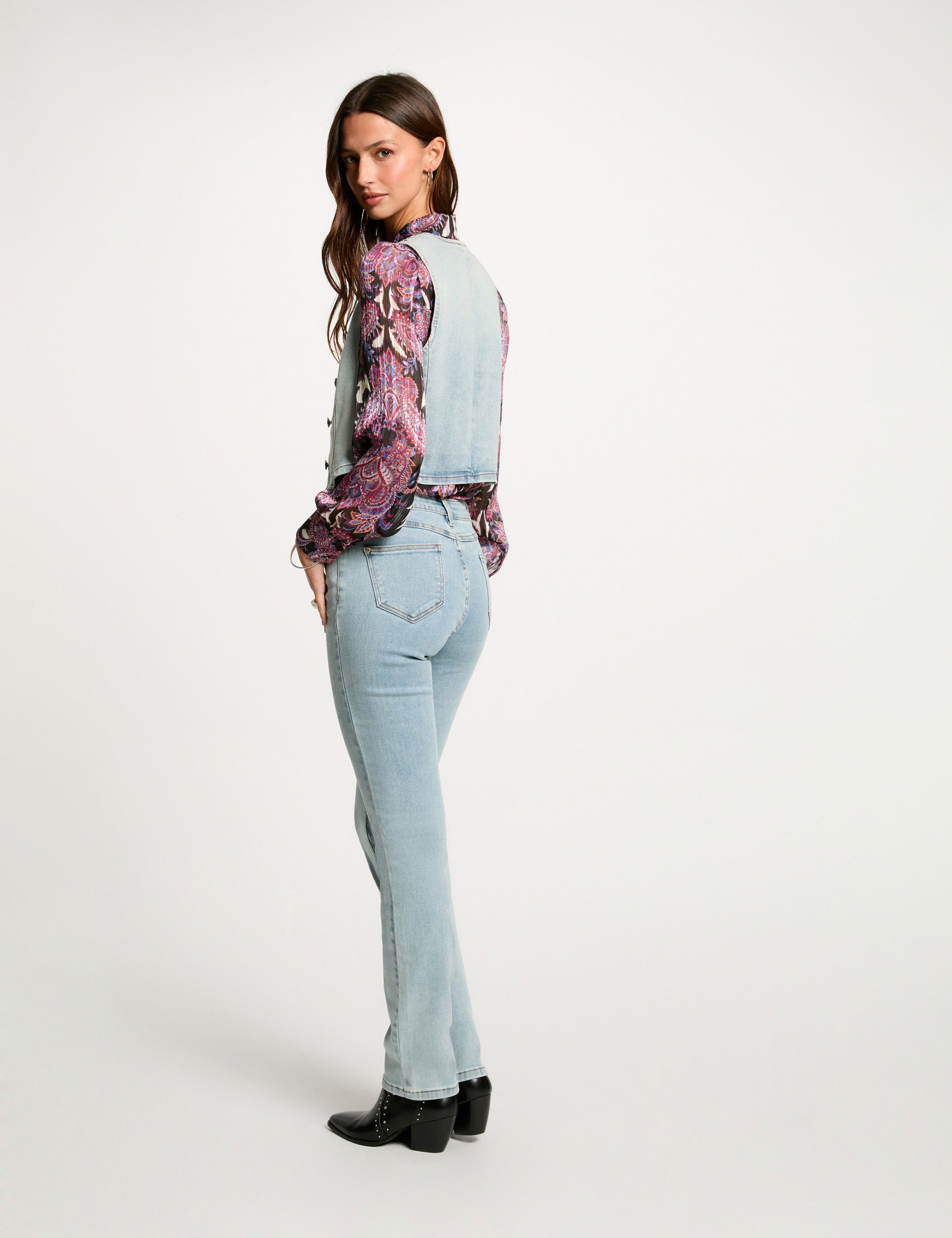 top sans manches en jean denim bleach femme Top sans manches en jean denim bleach femme