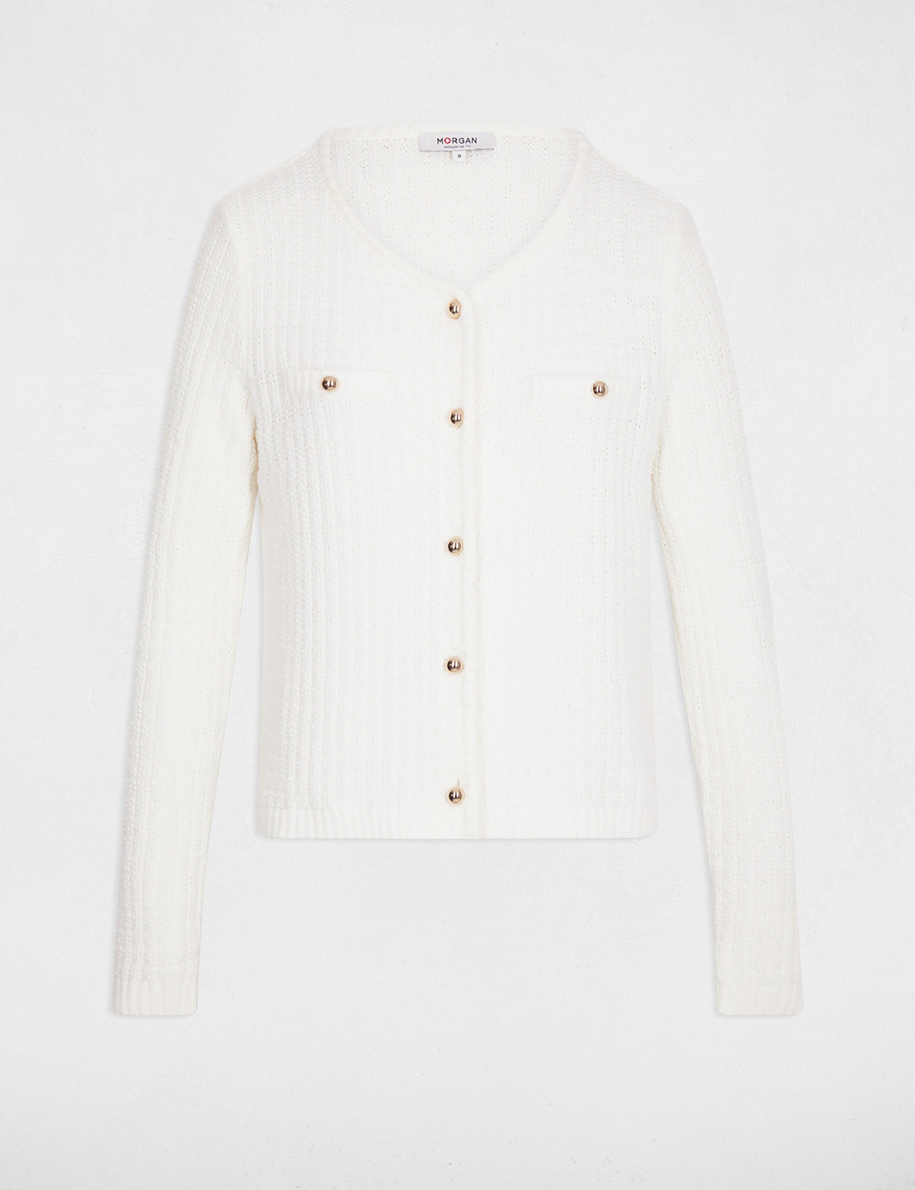 Gilet ajust&eacute; boutonn&eacute; blanc femme
