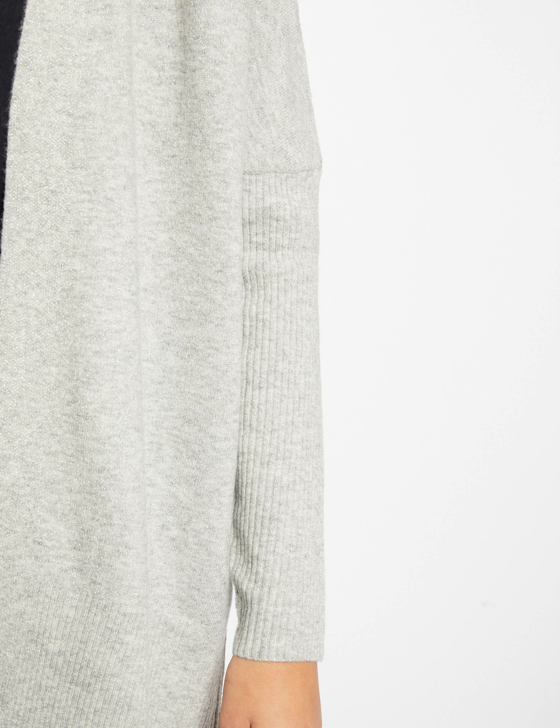 Gilet manches longues à col ouvert gris clair femme