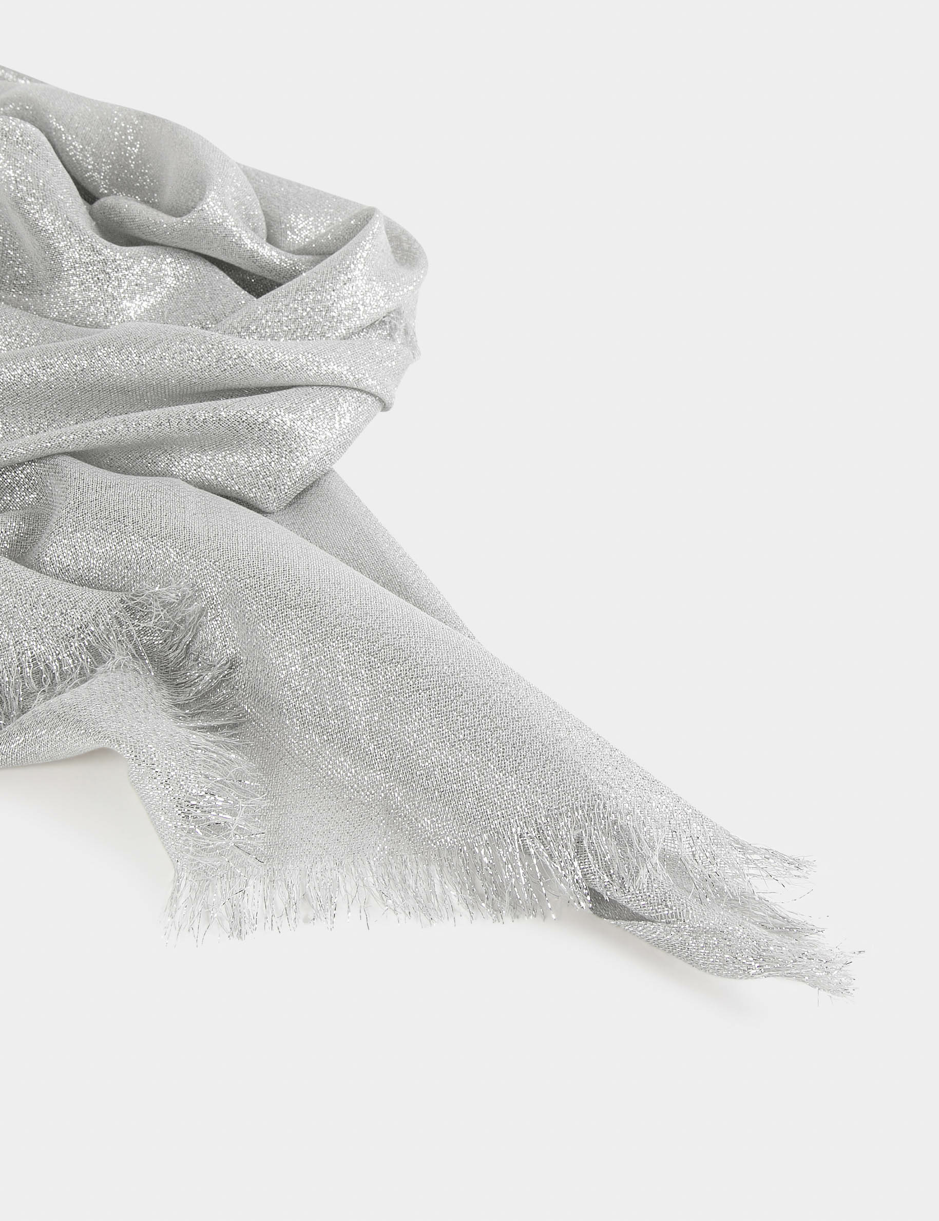 Foulard avec fils métallisés argente femme