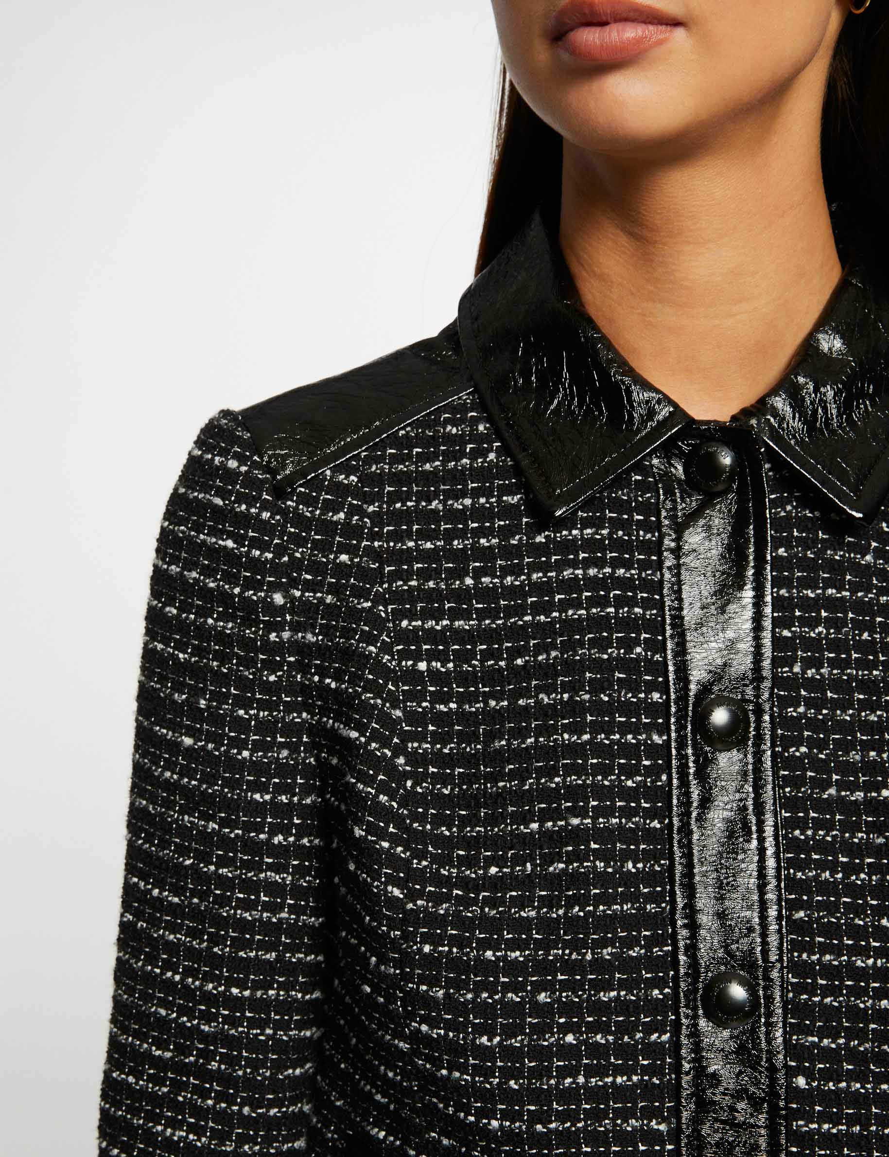 veste droite avec details vinyle noir femme Veste droite avec détails vinyle noir femme