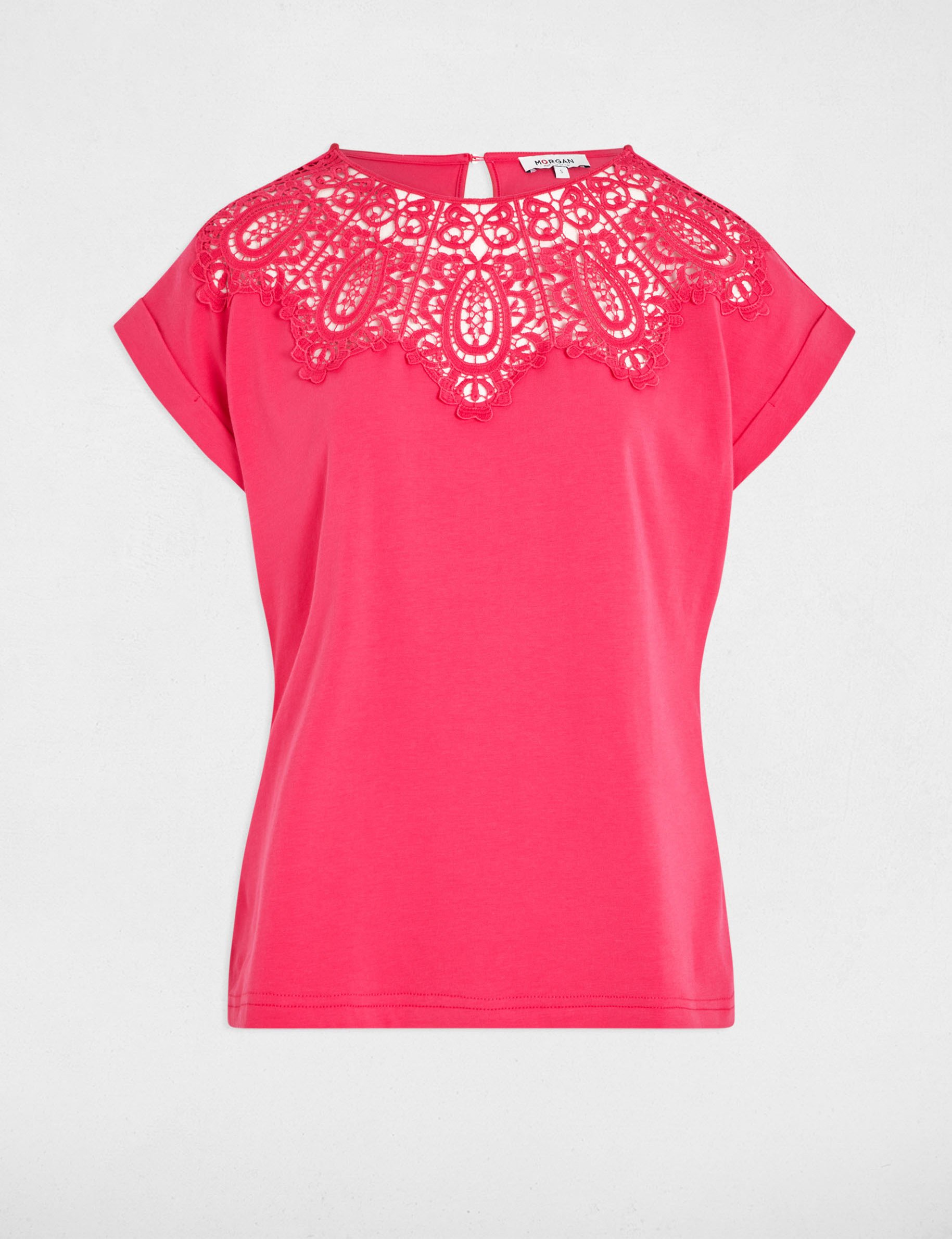 t shirt manches courtes rose fushia femme T-shirt manches courtes rose fushia femme