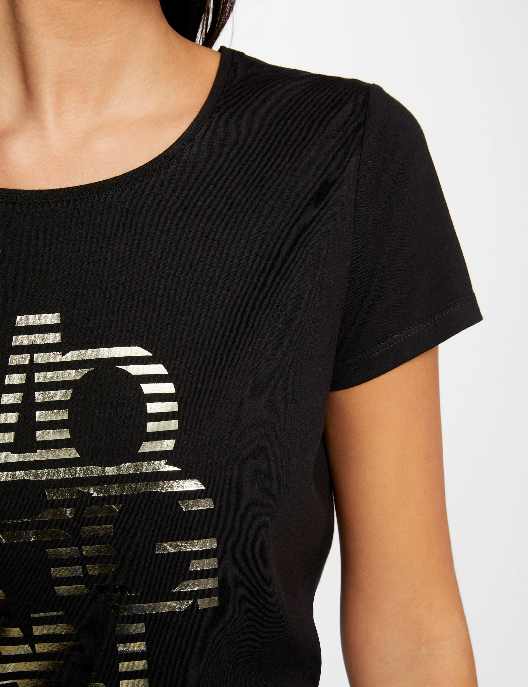 T-shirt manches courtes à inscription noir femme