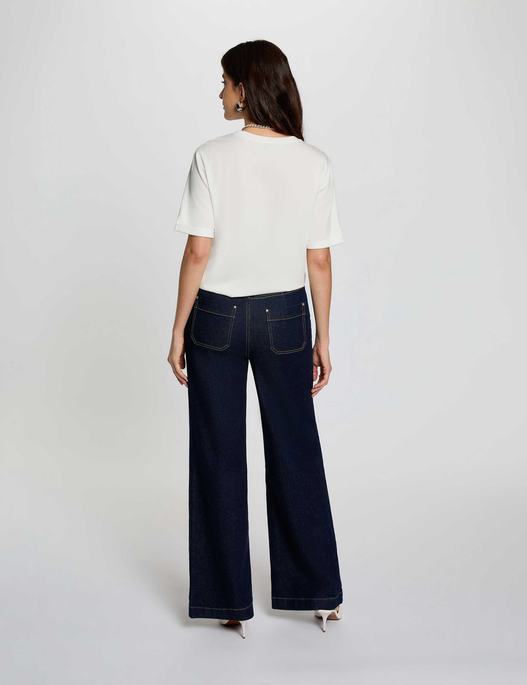 T-shirt droit manches courtes blanc femme