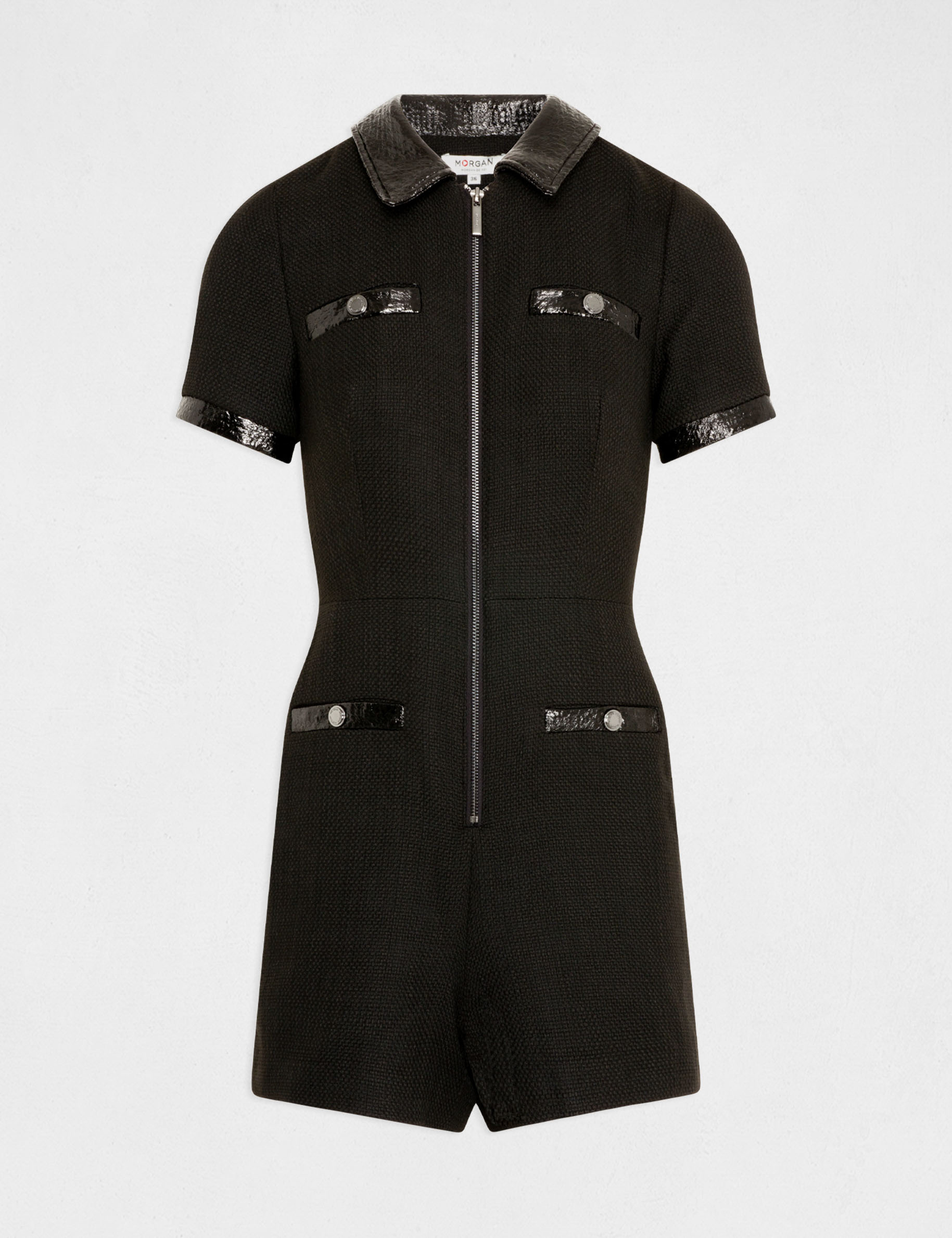 combinaison ajustee details vinyle noir femme Combinaison ajustée détails vinyle noir femme