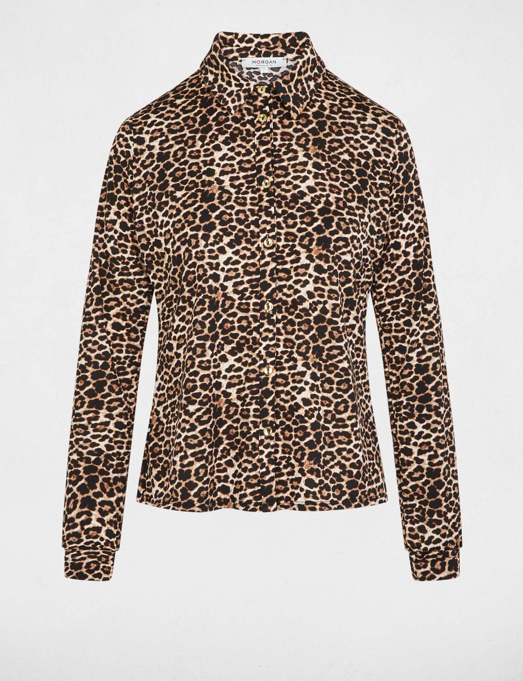 Chemise droite col &agrave; revers multicolore femme