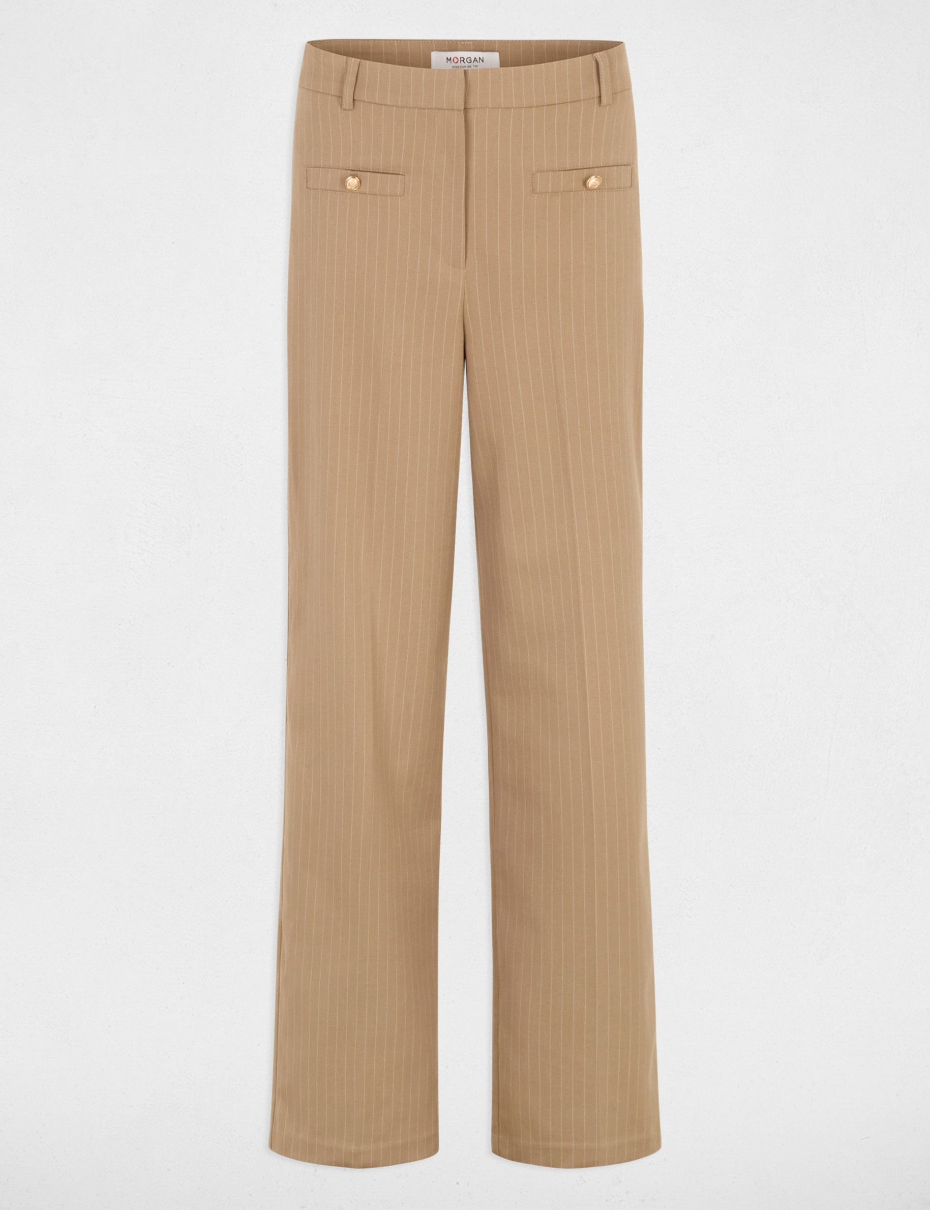 Pantalon droit taille haute taupe femme