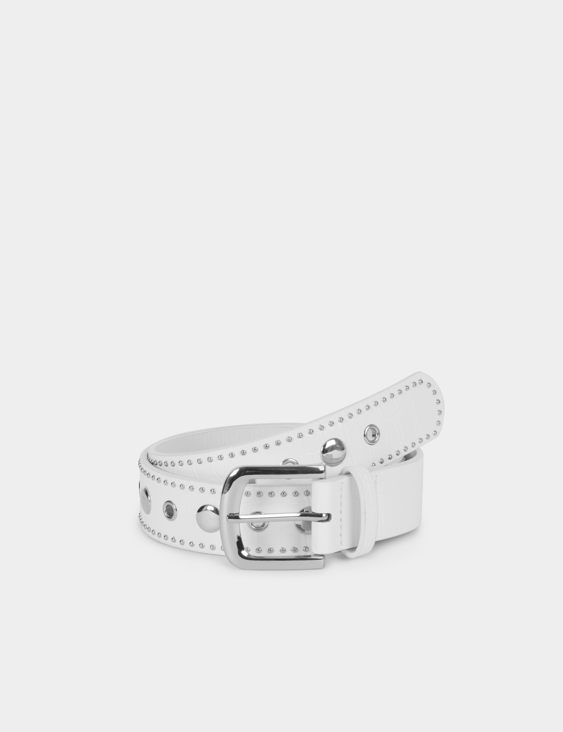 Ceinture clout&eacute;e blanc femme