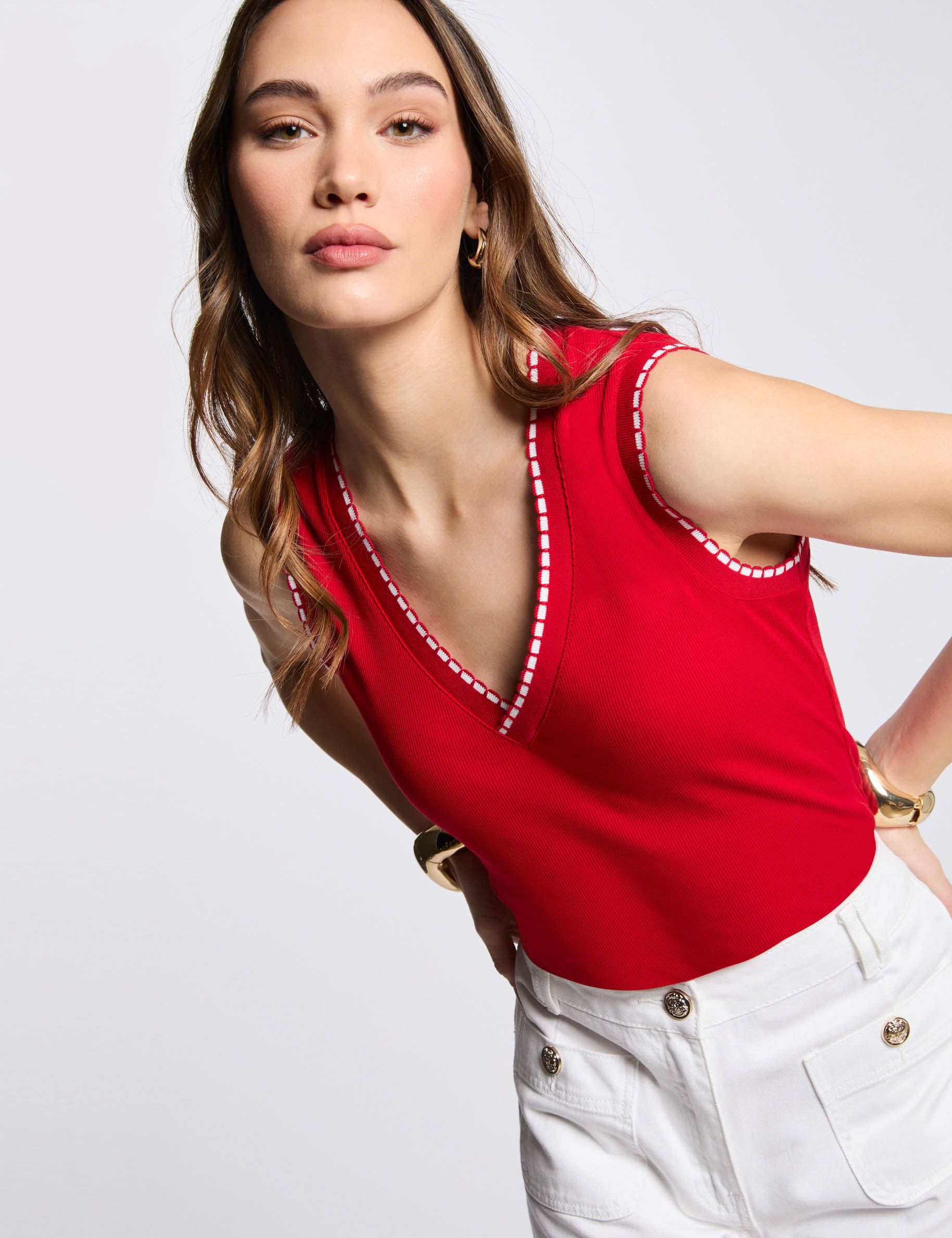 debardeur sans manches rouge femme Débardeur sans manches rouge femme