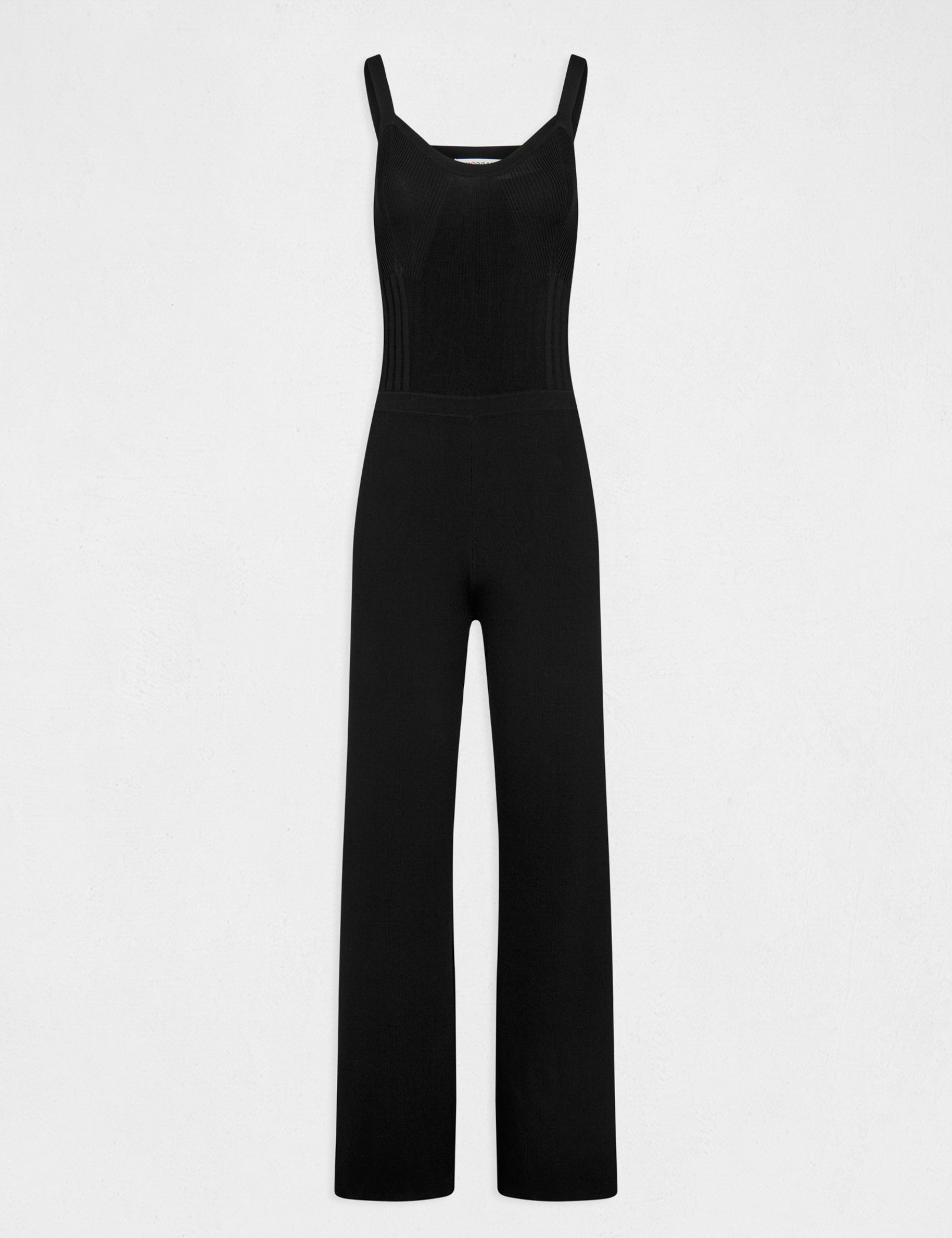 Combinaison cintrée en tricot noir femme