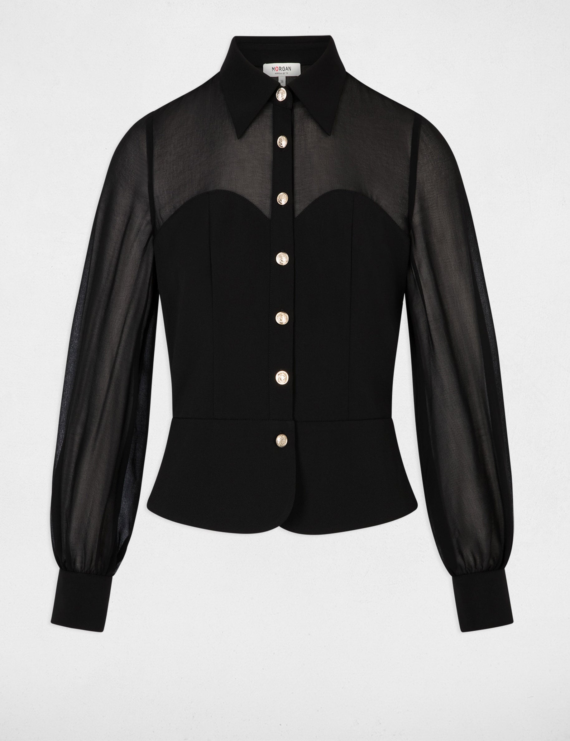 Chemise effet bustier noir femme