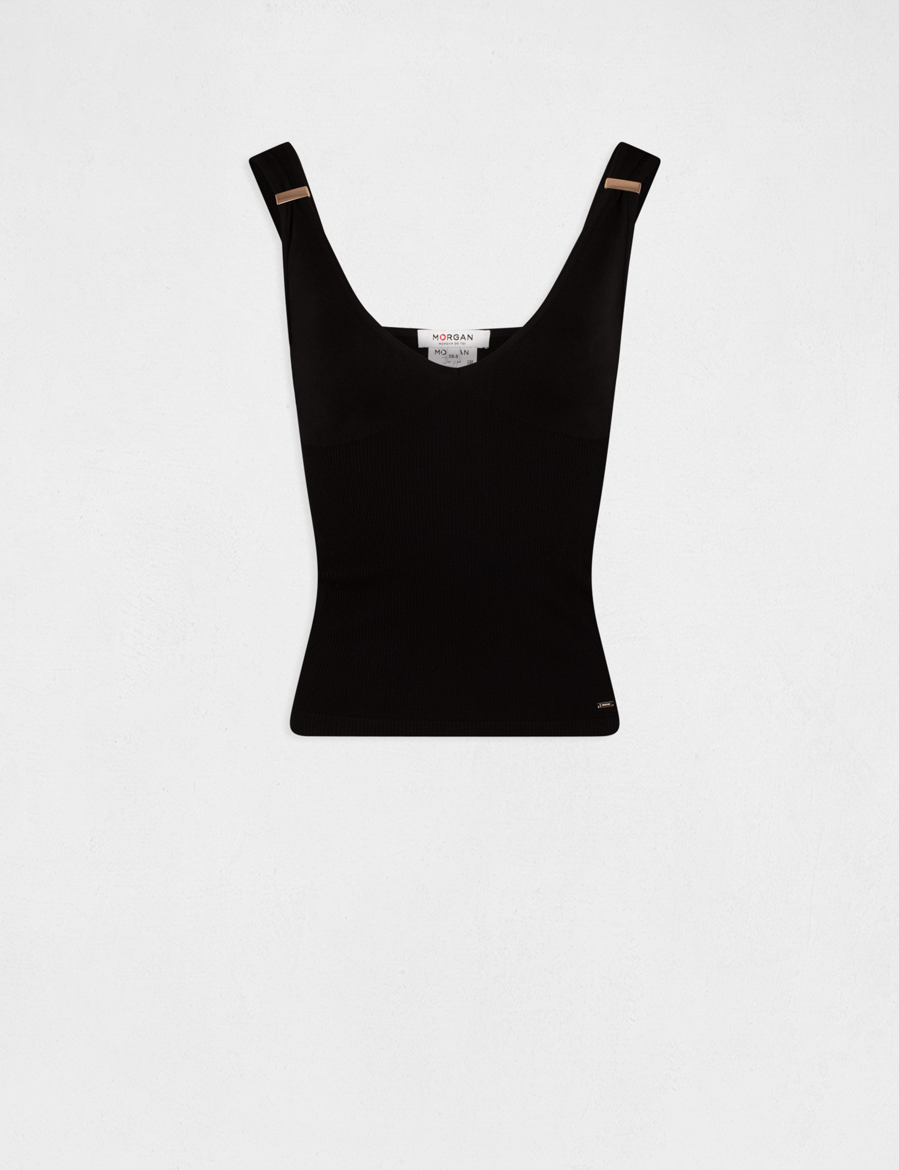 Débardeur bretelles larges à ornements noir femme Débardeur bretelles larges à ornements noir femme
