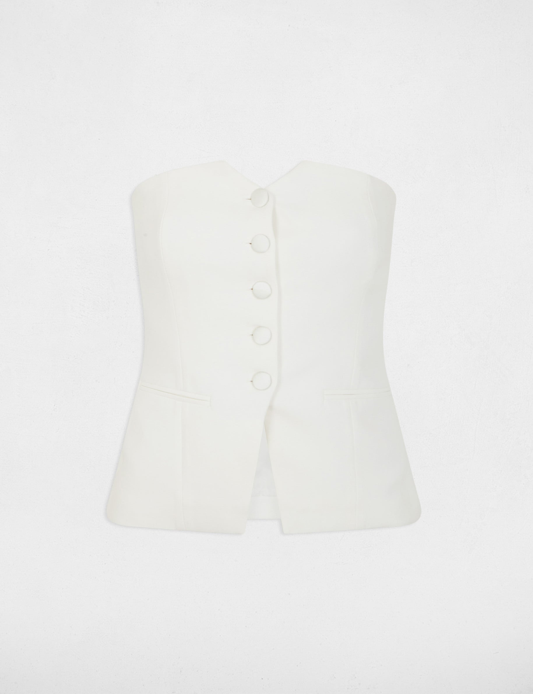 Bustier ajust&eacute; boutonn&eacute; blanc femme