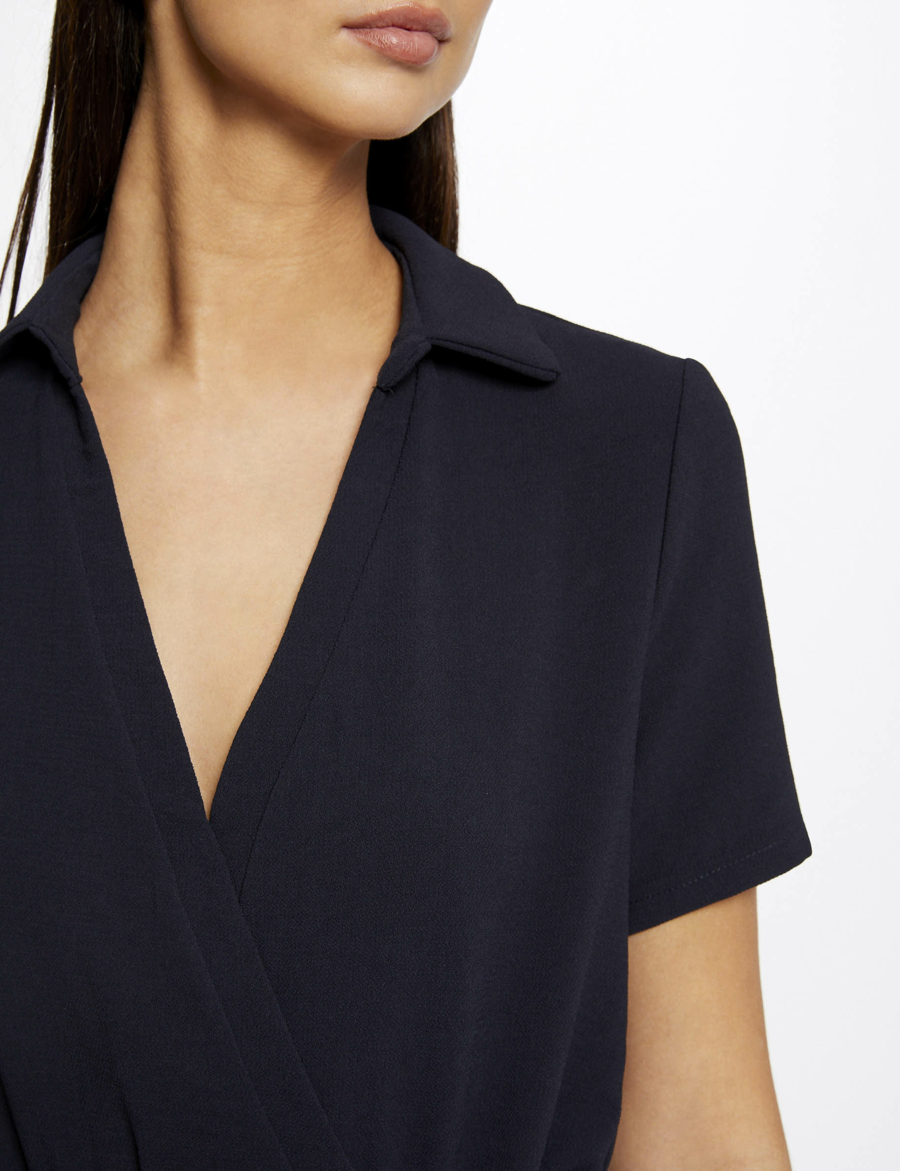 Robe ajustée drapée avec noeud marine femme Robe ajustée drapée avec noeud marine femme
