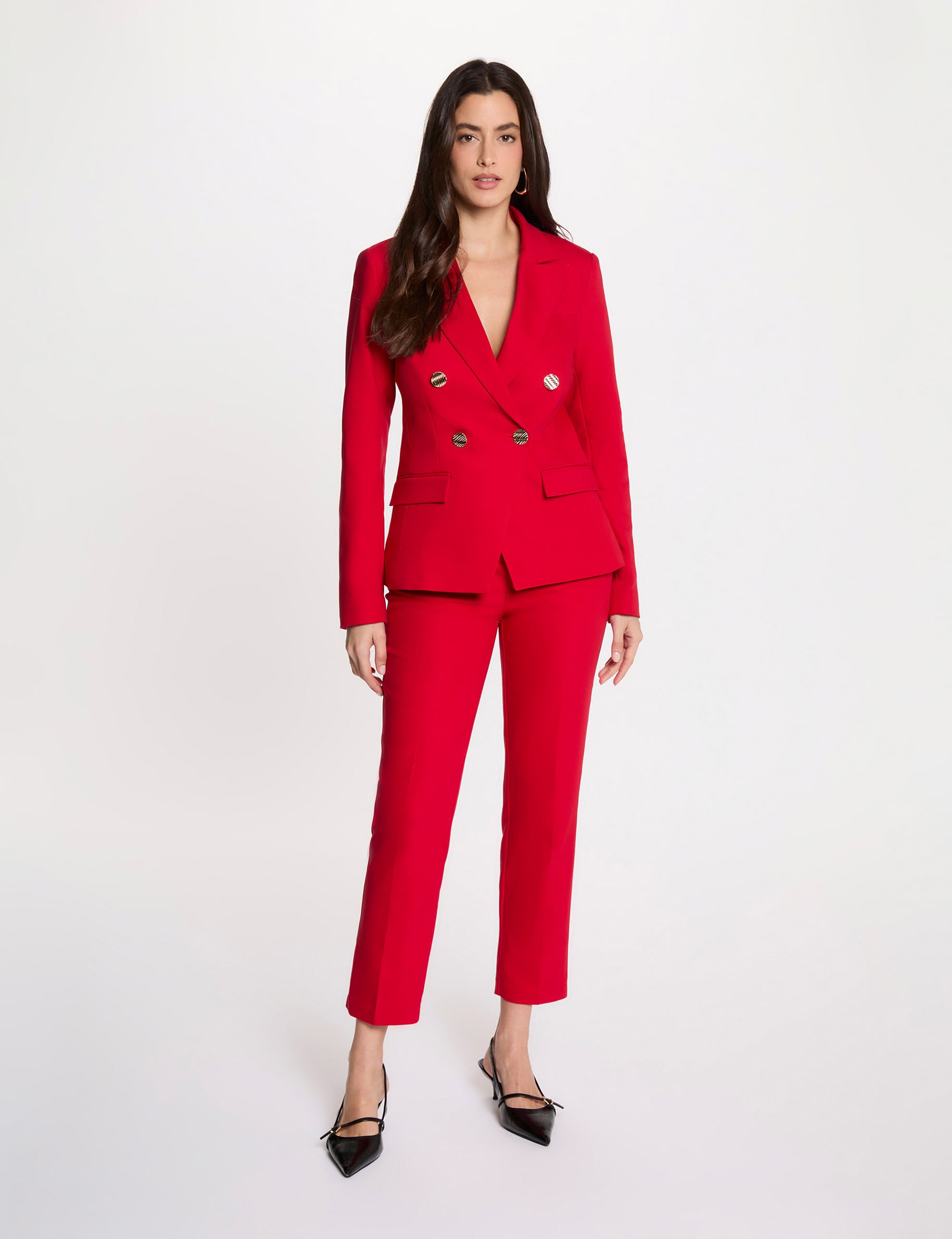 Blazer double boutonnage rouge femme