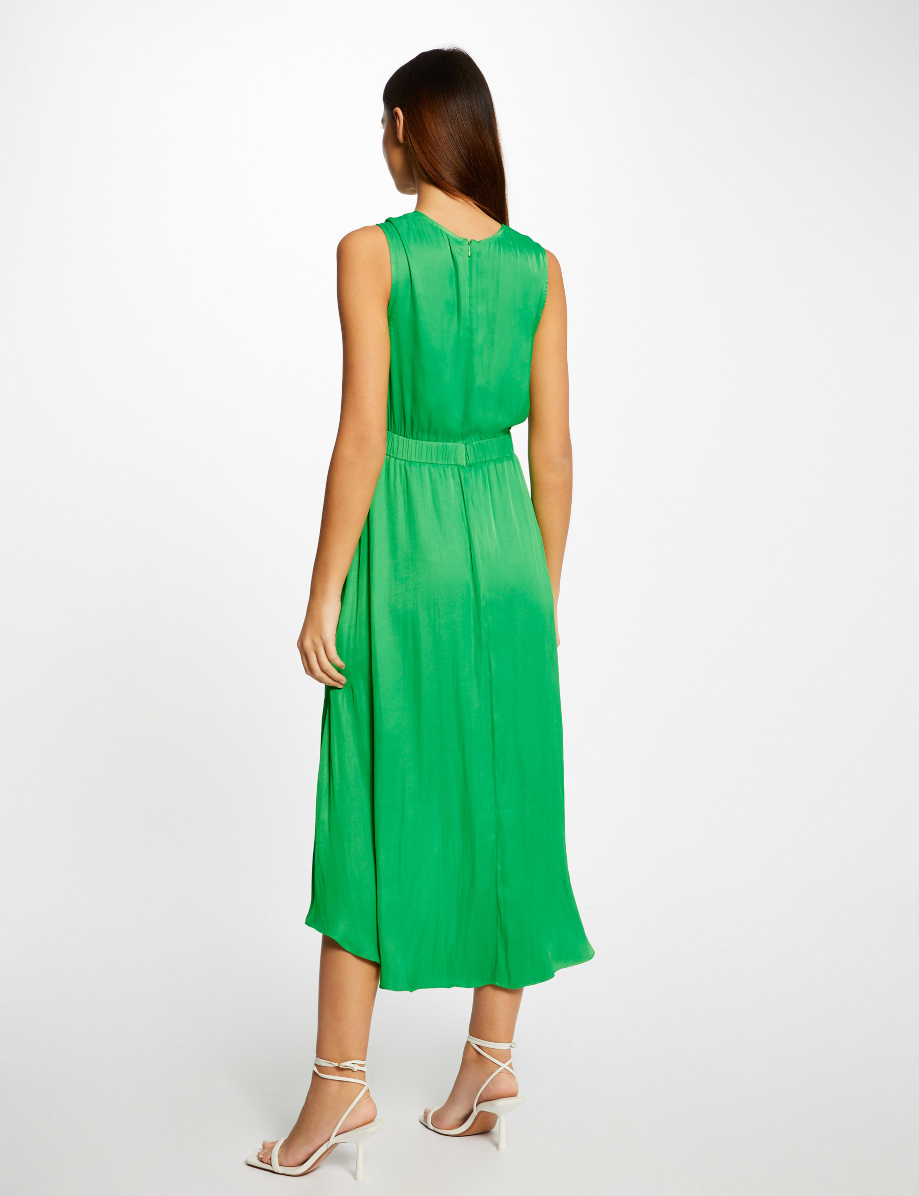 Robe midi trapèze asymétrique vert femme Robe midi trapèze asymétrique vert femme