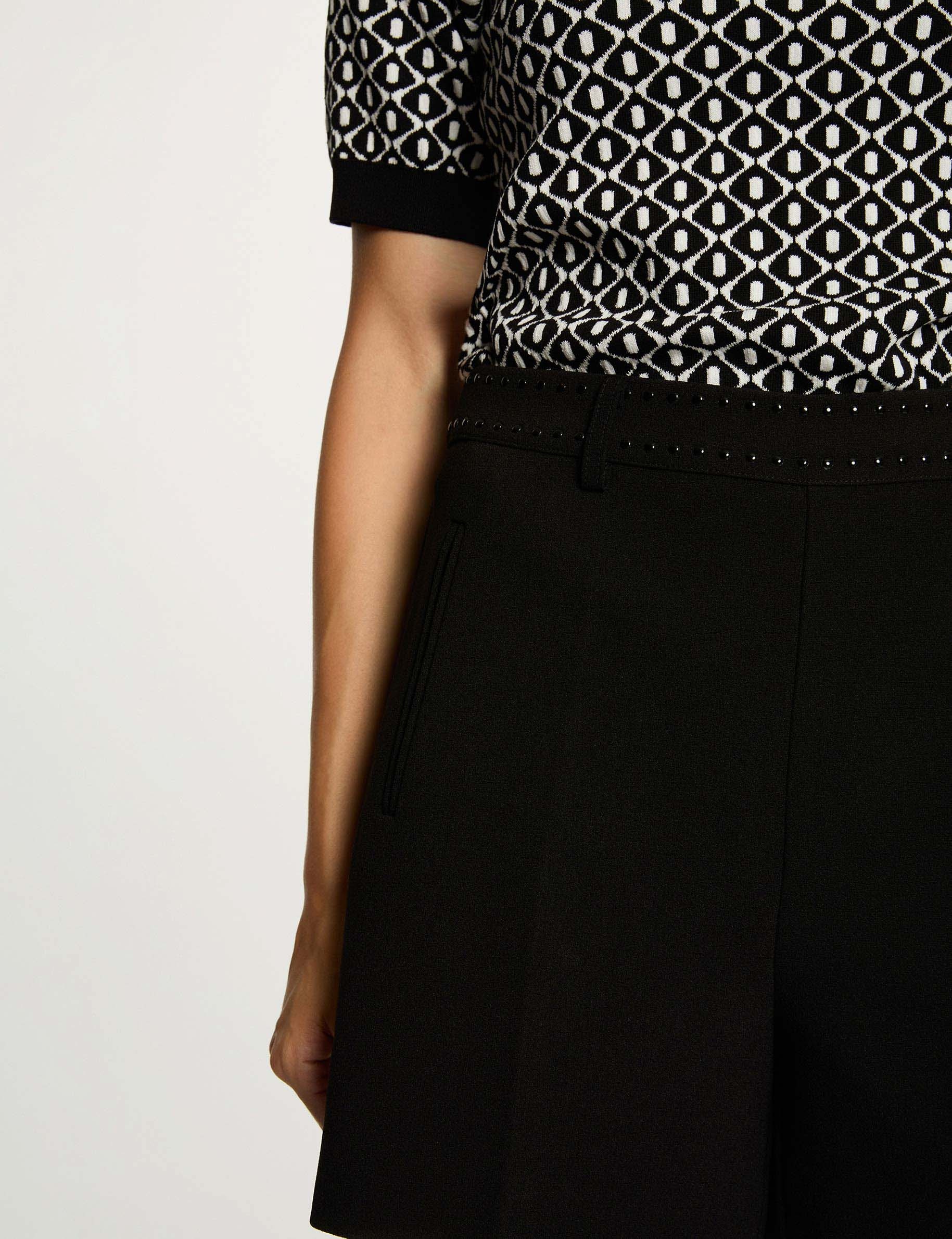 Short taille haute clout&eacute; noir femme