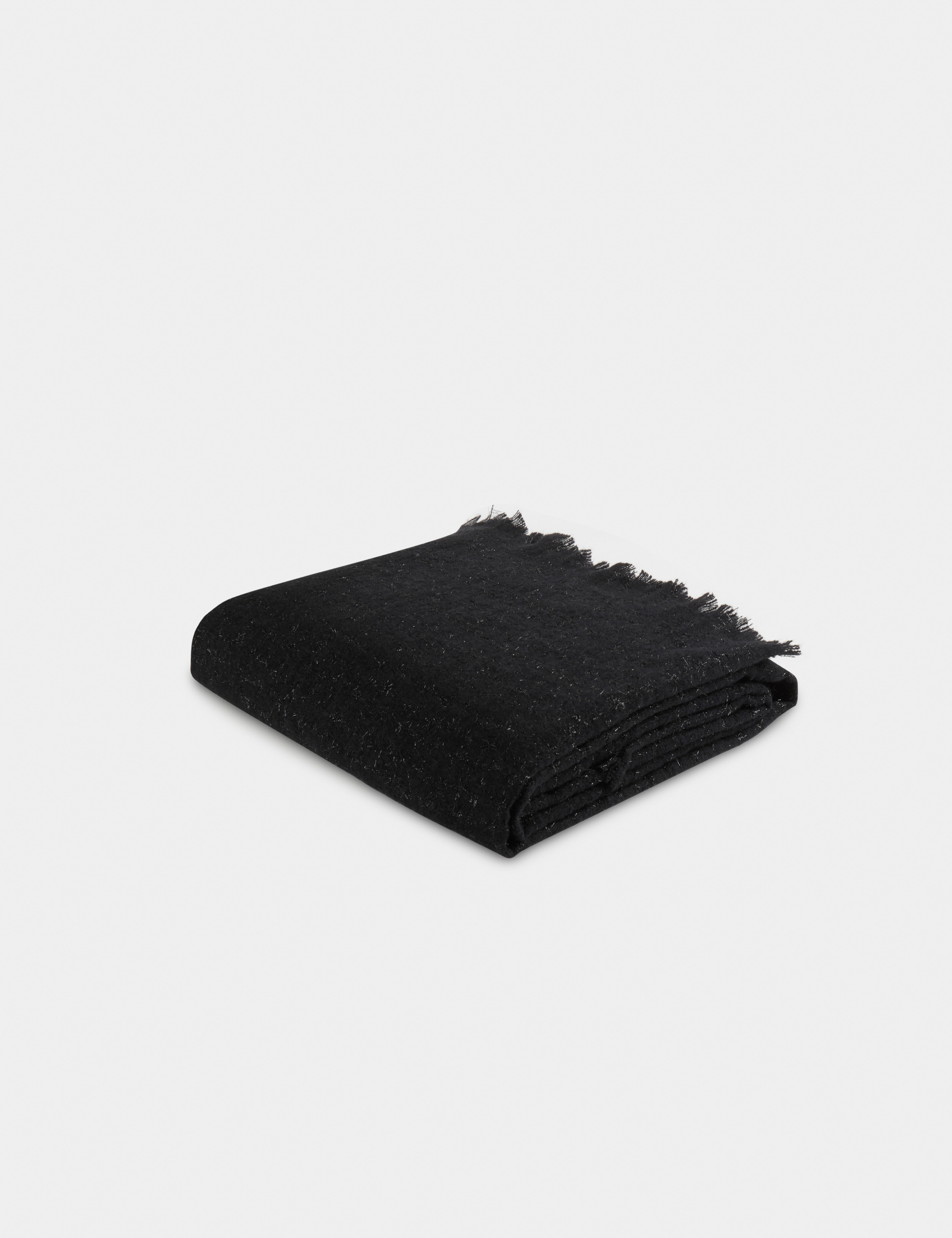 echarpe avec franges et fils metallises noir femme Écharpe avec franges et fils métallisés noir femme