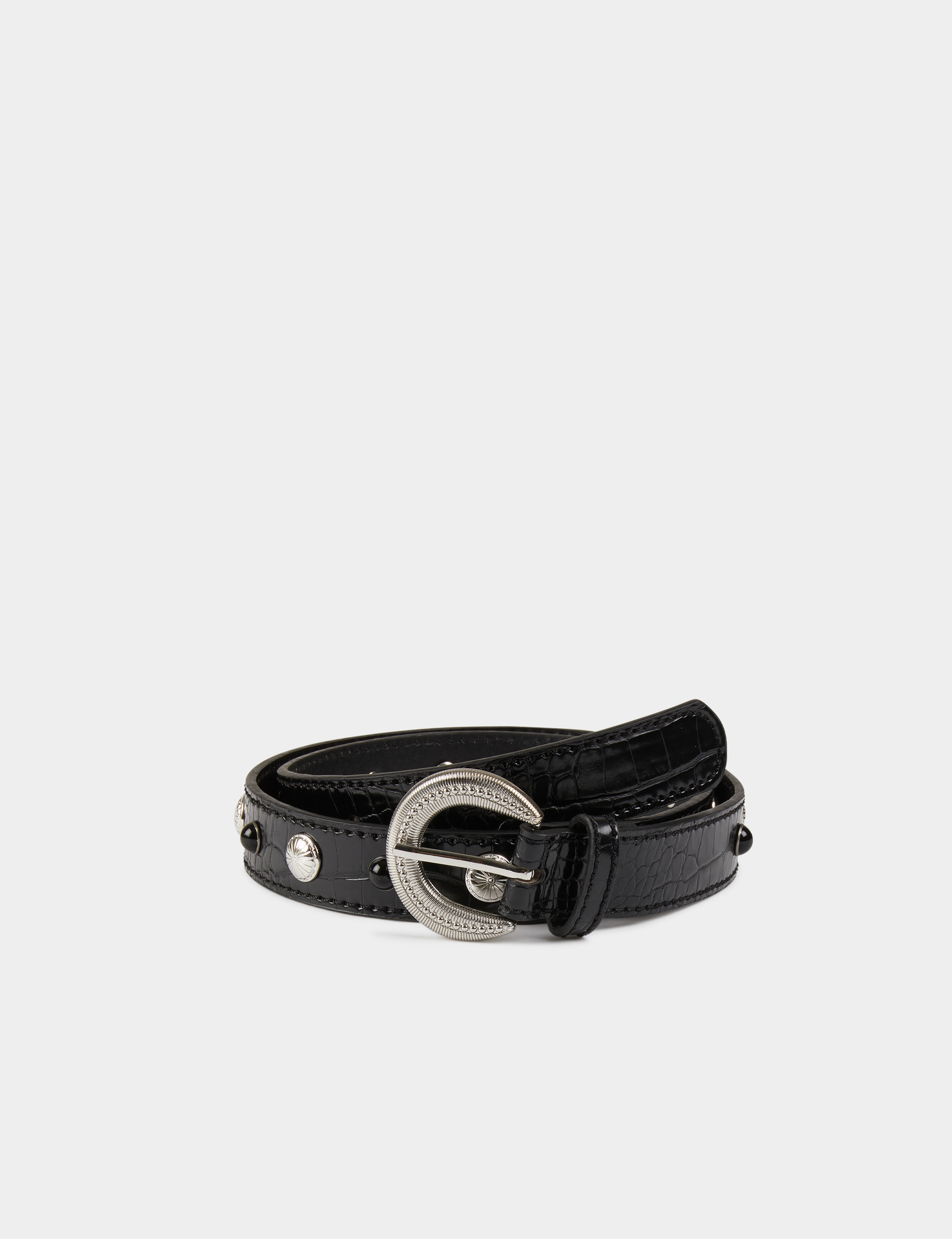 ceinture croco avec clous noir femme Ceinture croco avec clous noir femme