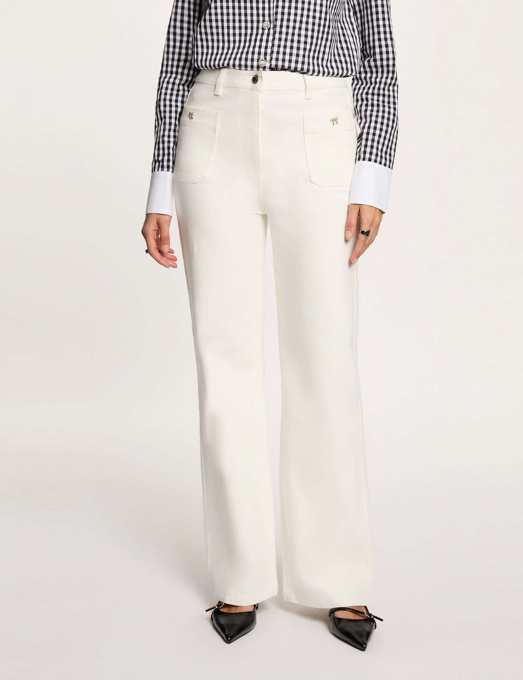 Jean large 7/8 blanc femme