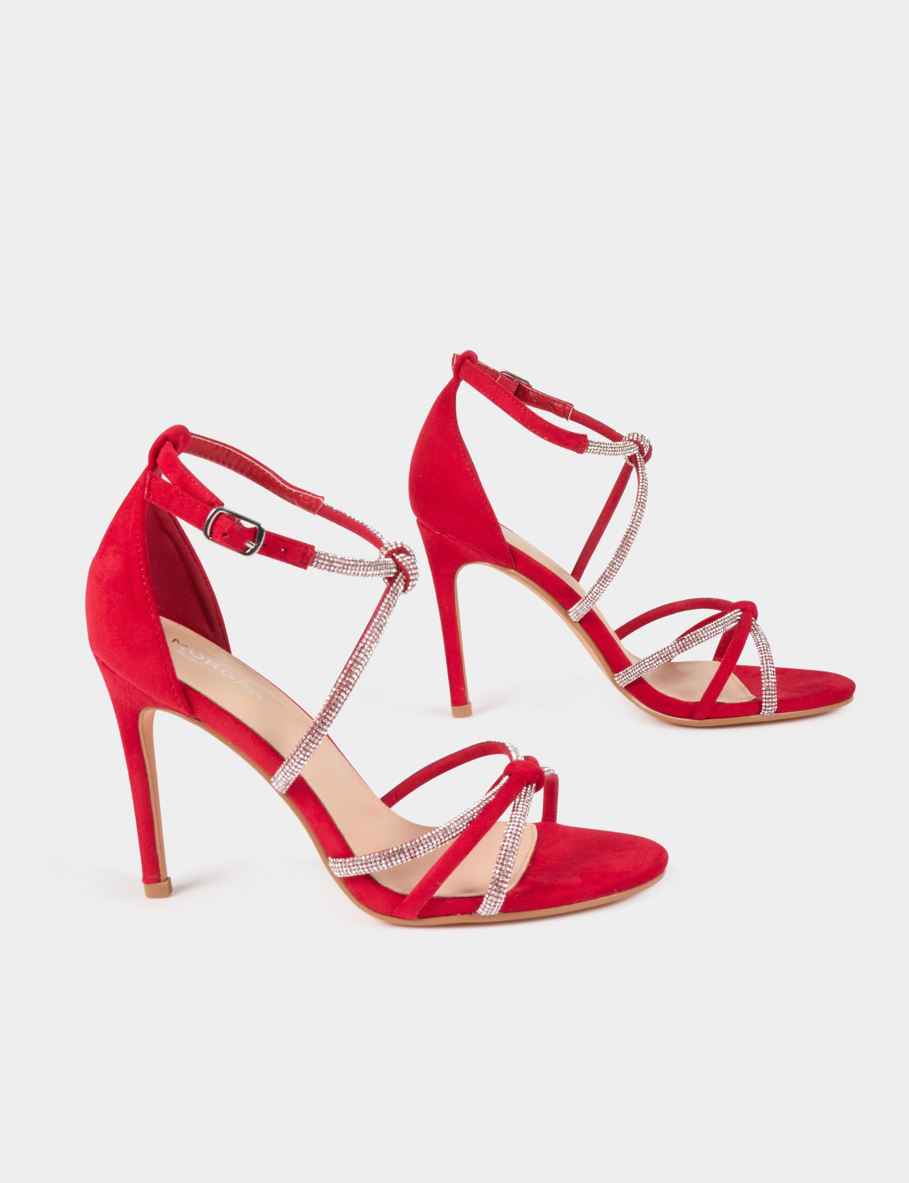 sandales a talons avec brides strass rouge femme Sandales à talons avec brides strass rouge femme