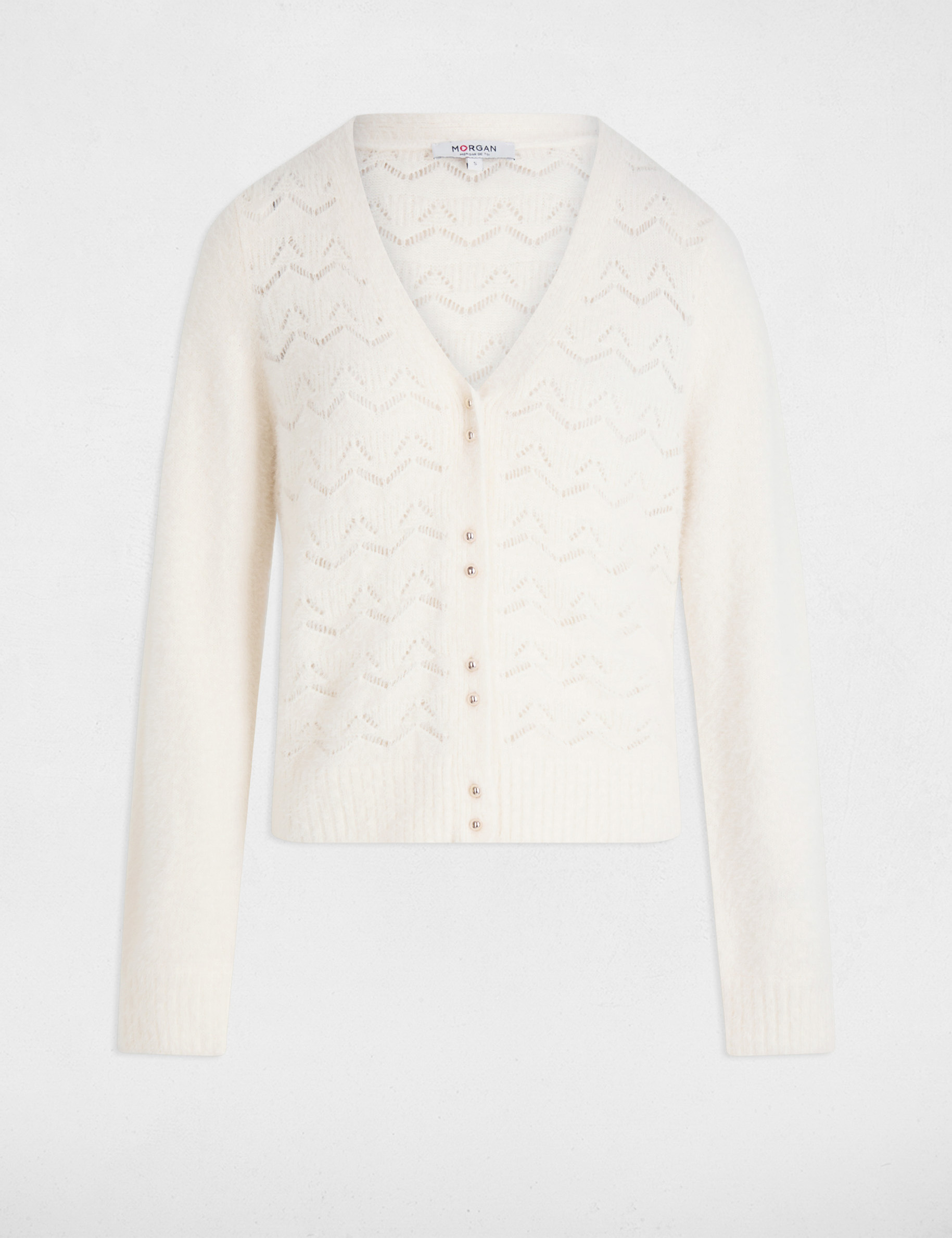 Gilet manches longues ivoire femme