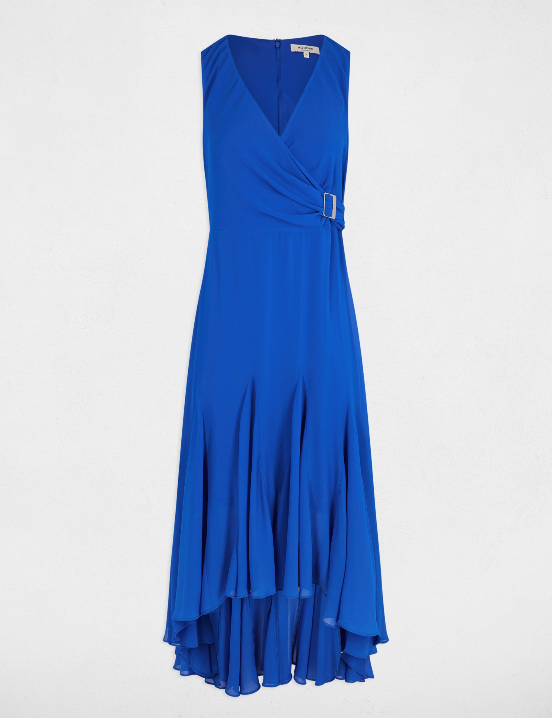 robe midi droite fluide bleu electrique femme Robe midi droite fluide bleu electrique femme