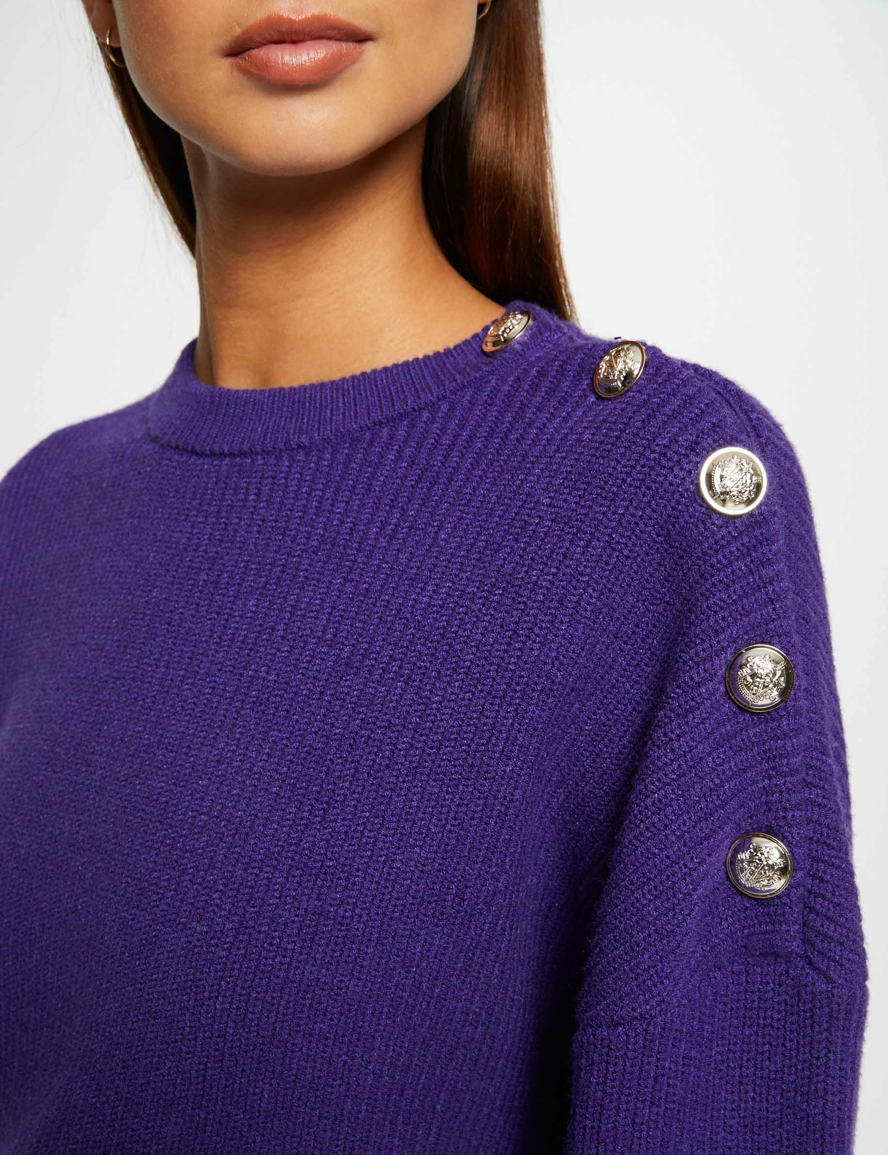 Pull manches longues avec boutons violet femme