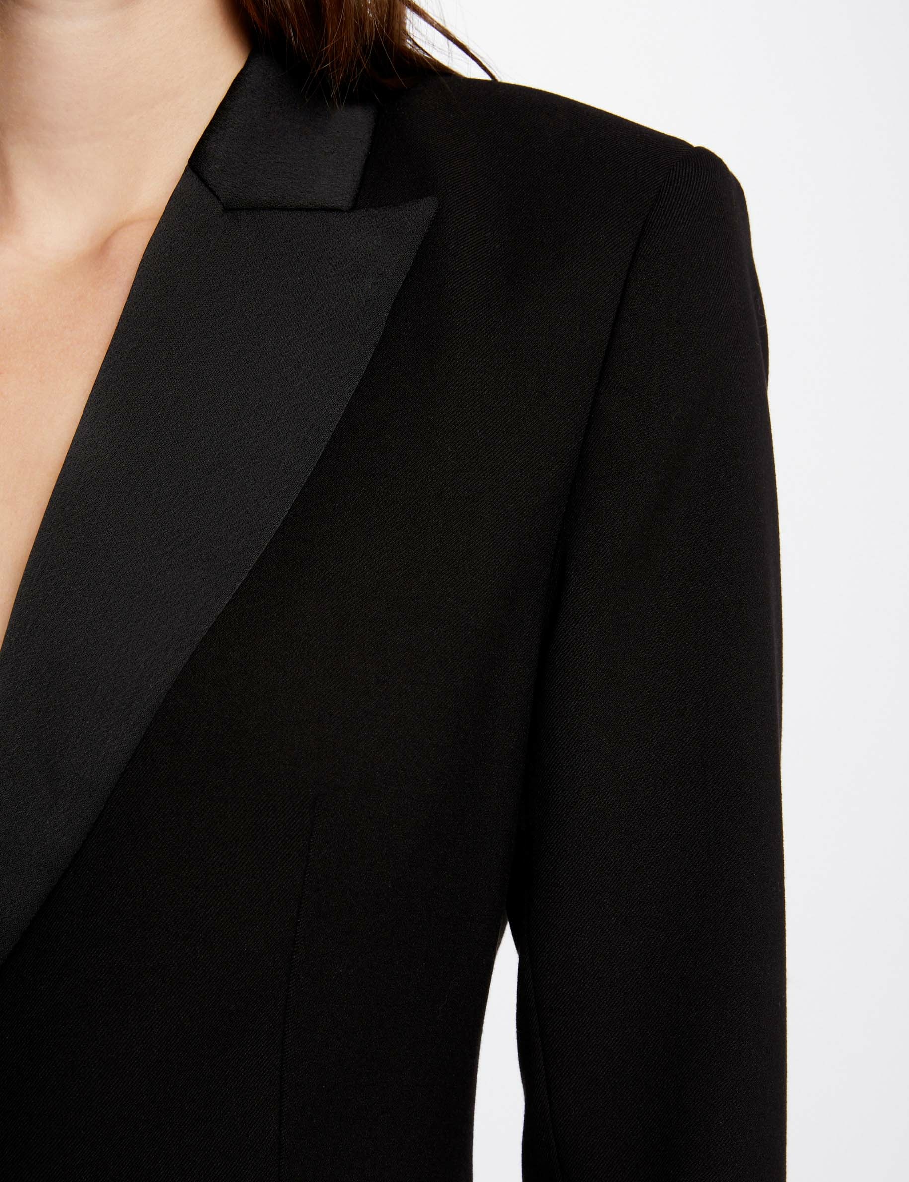Veste smoking cintr¿e col satin noir femme