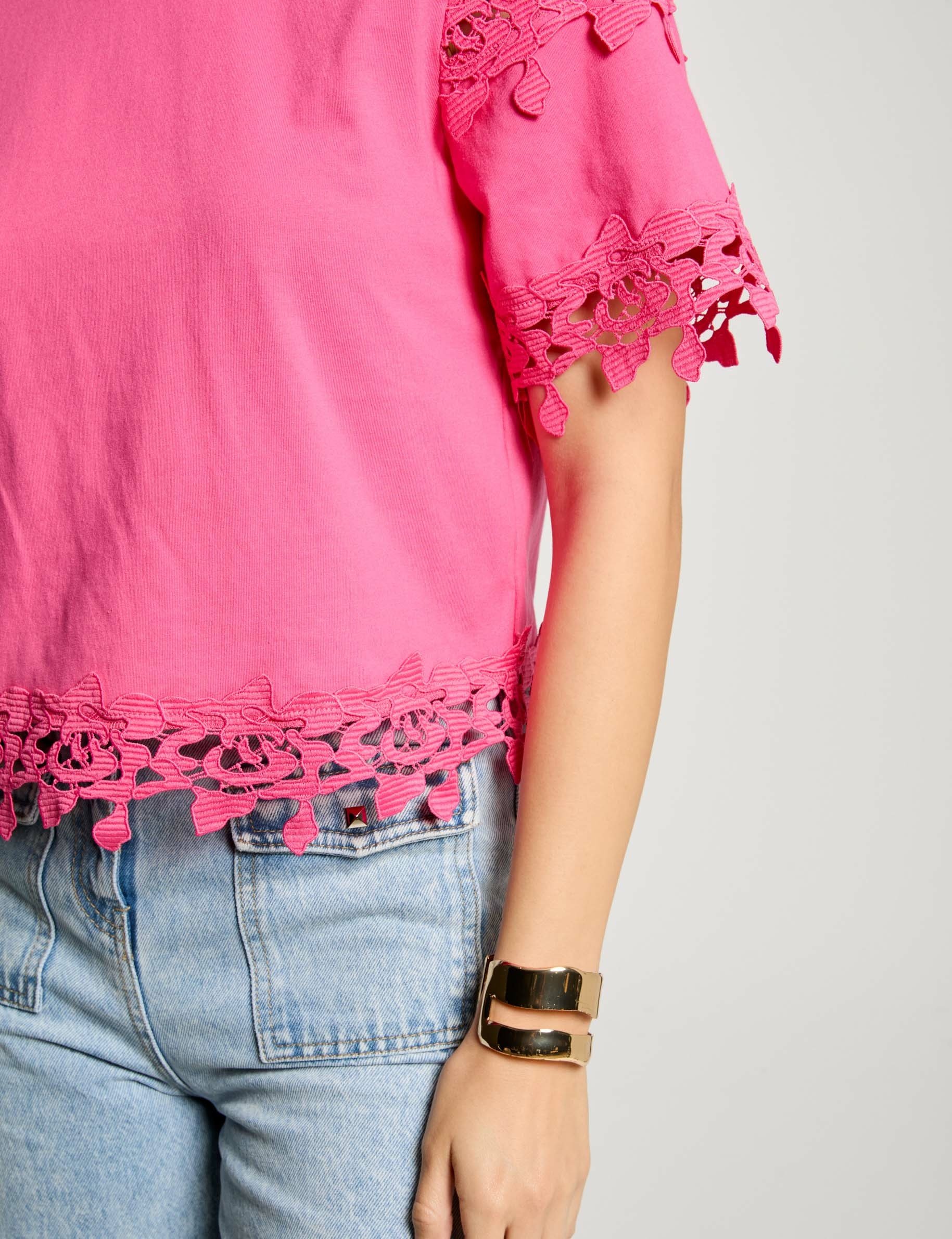t shirt manches courtes rose femme T-shirt manches courtes rose femme