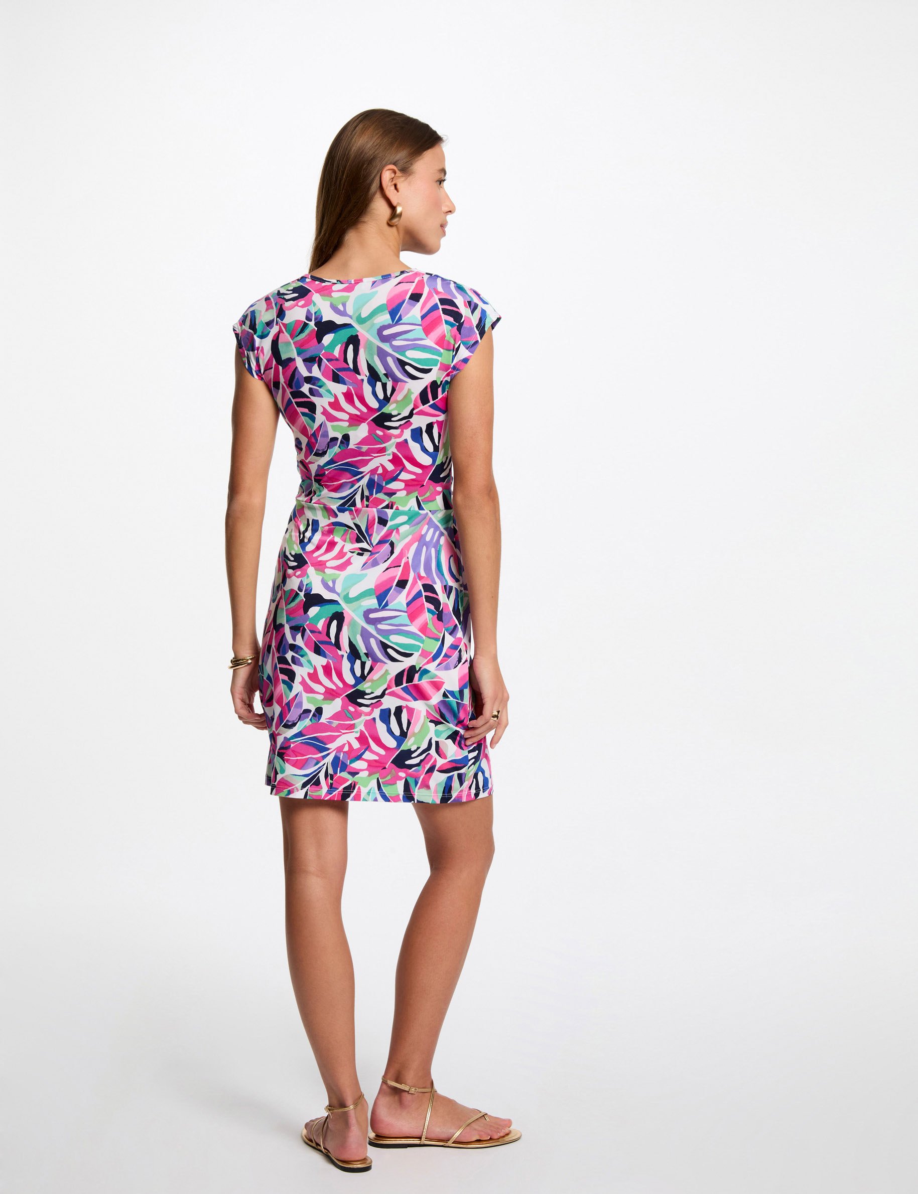 robe courte ajustee imprimee multicolore femme Robe courte ajustée imprimée multicolore femme