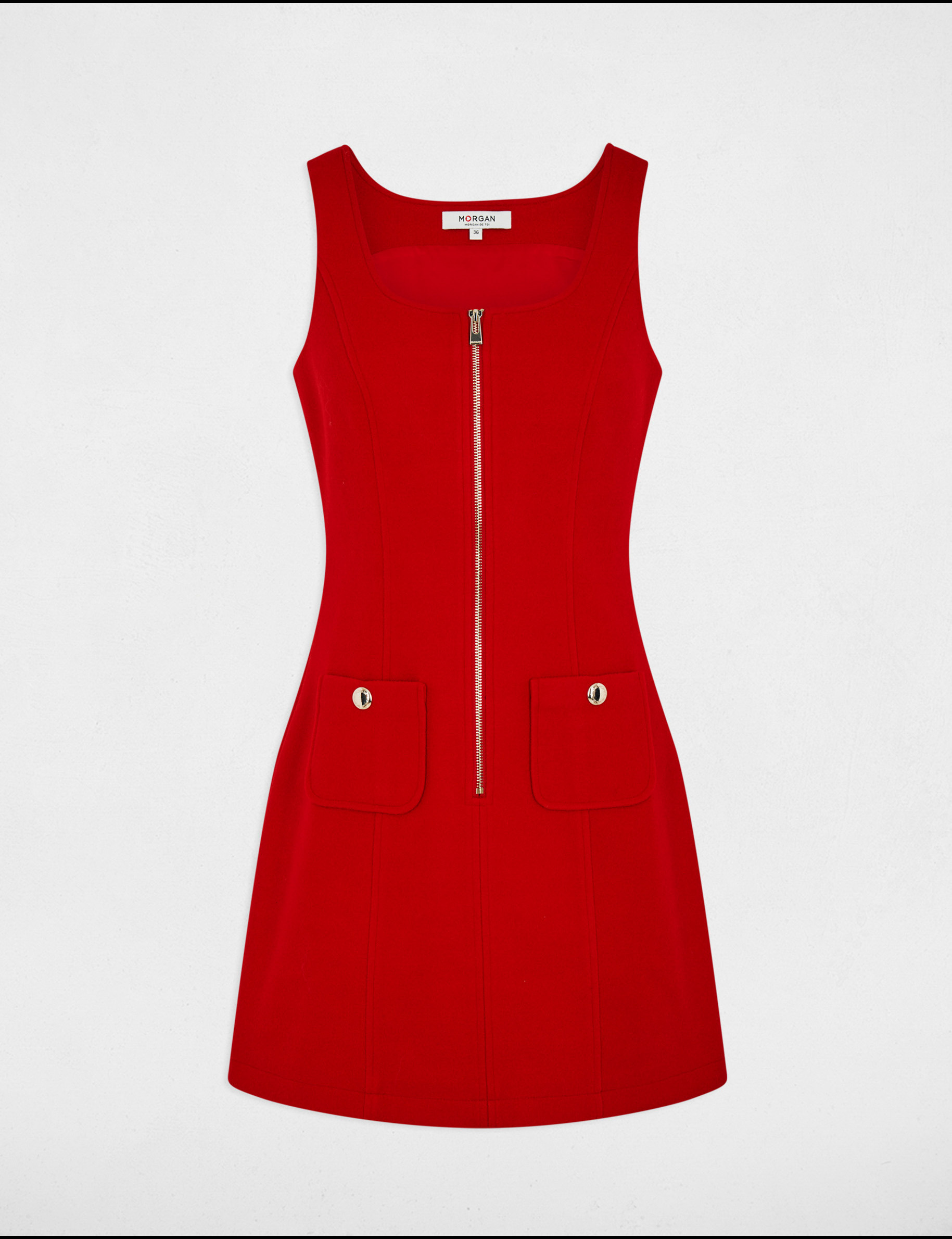 robe courte chasuble zippee rouge femme Robe courte chasuble zippée rouge femme